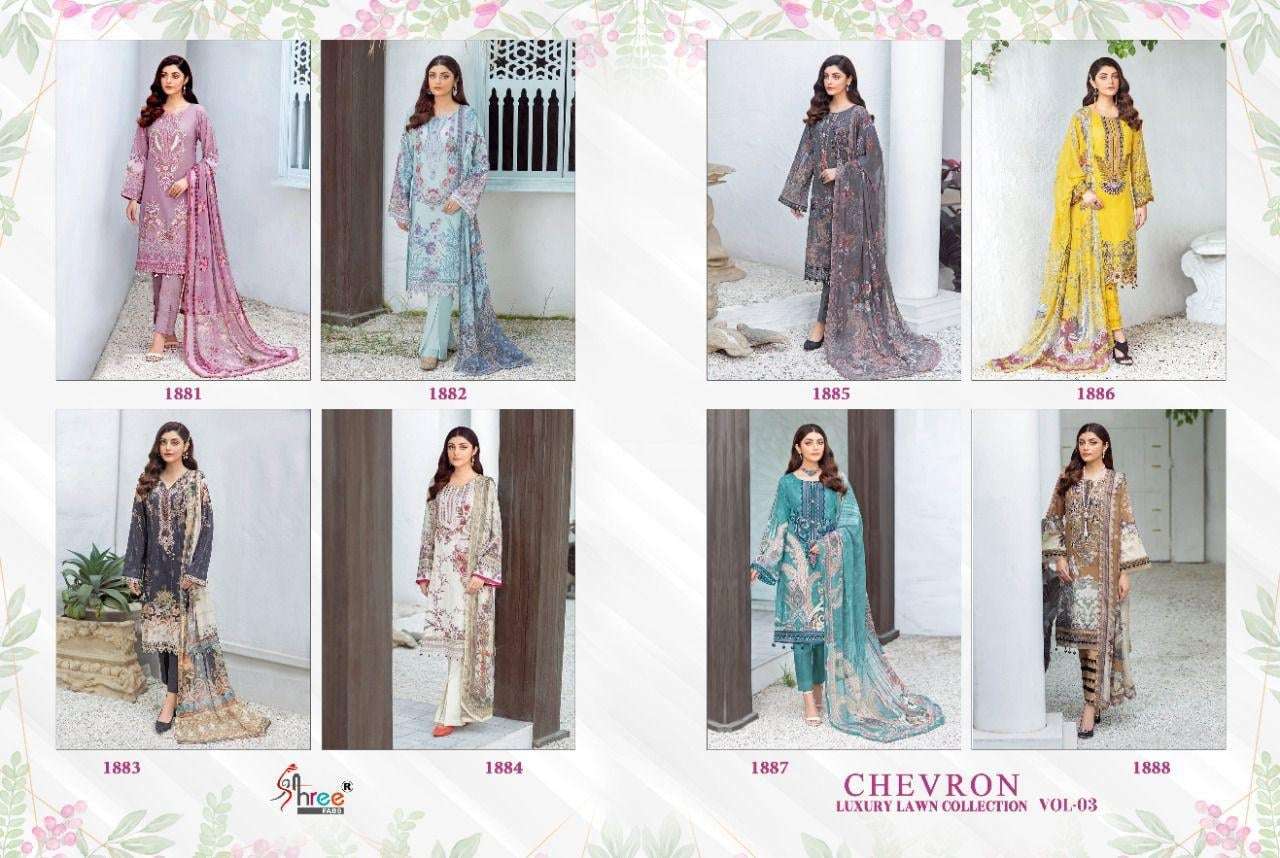 Shree Fabs Chevron Luxury Lawn Collection Vol 3 - 1851-58(cotton)