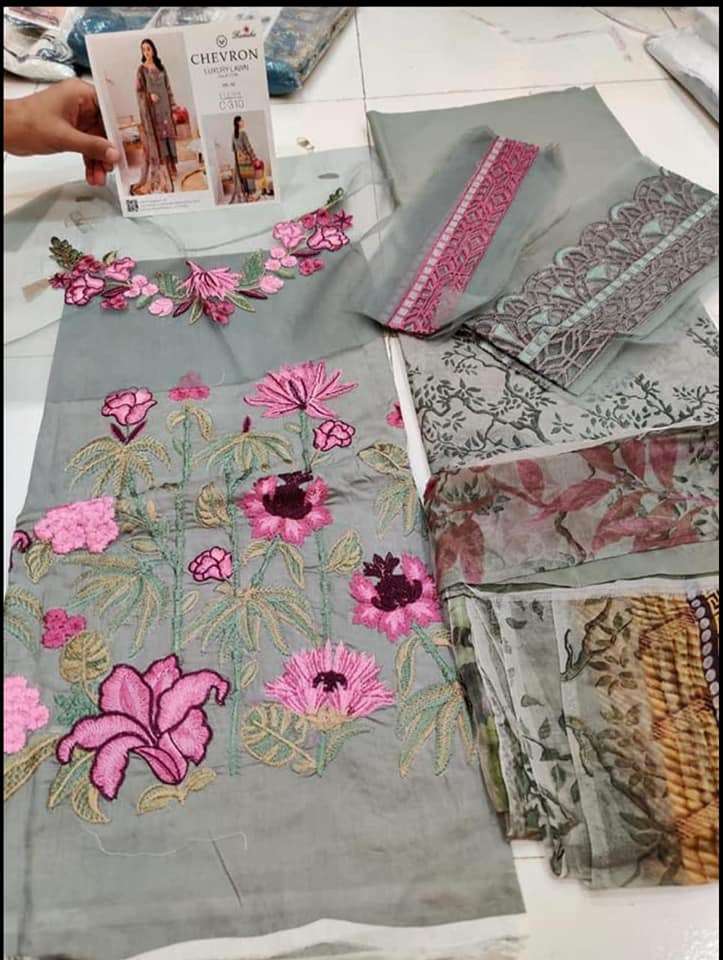 Ramsha Chevron Luxury Lawn Embroidered Vol 3 - 02A