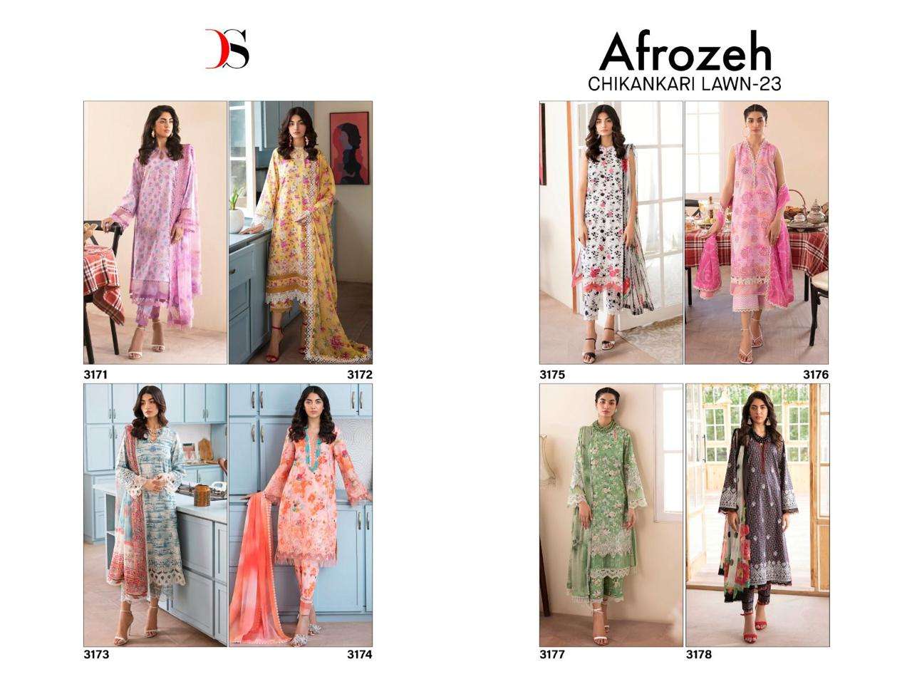 DEEPSY AFROZEH CHIKANKARI LAWN 2023 -CHIFFON