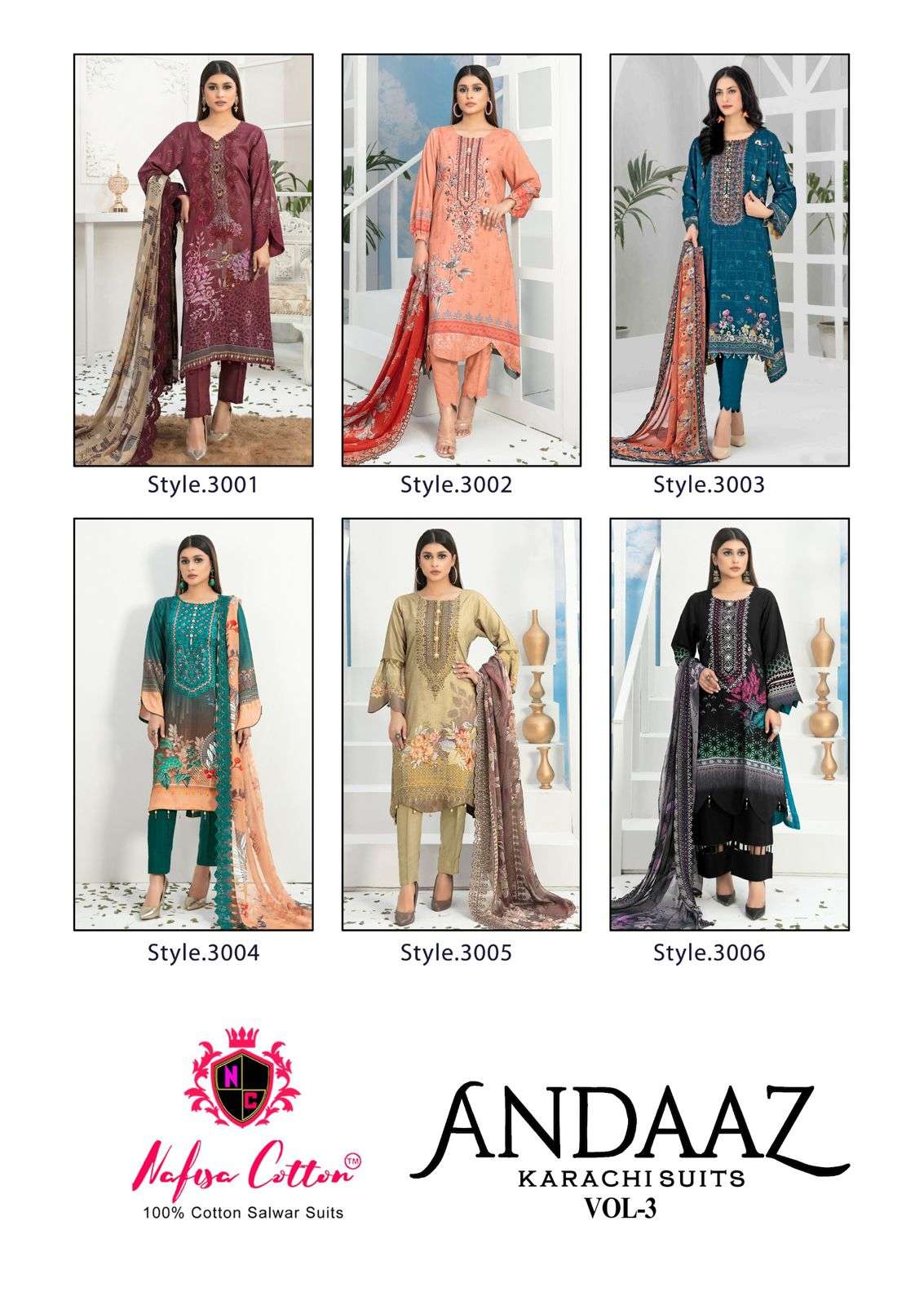 ANDAAZ KARACHI SUITS VOL 03 BY NAFISHA COTTON-06