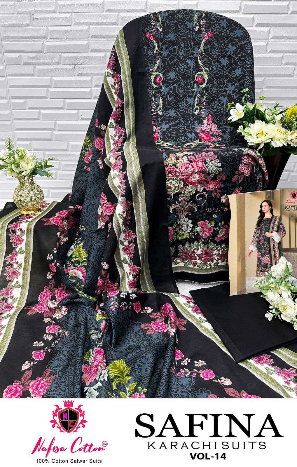 SAFINA KARACHI SUITS VOL 14 BY NAFISA COTTON	-09