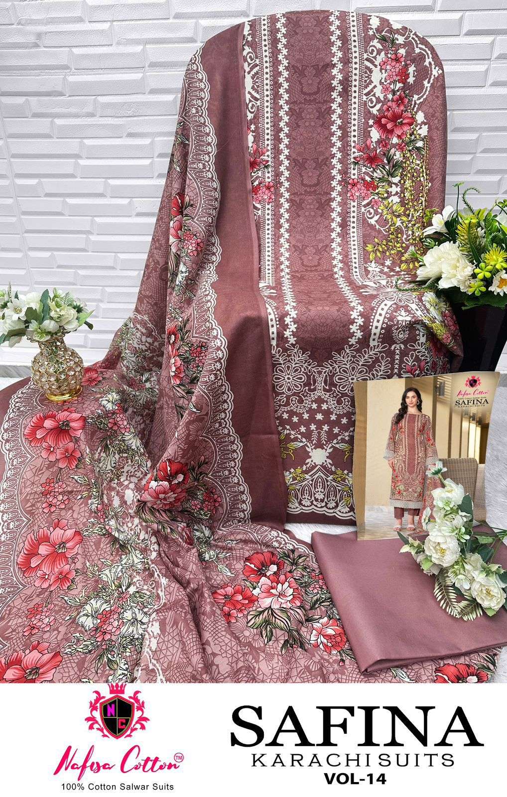 SAFINA KARACHI SUITS VOL 14 BY NAFISA COTTON	-10