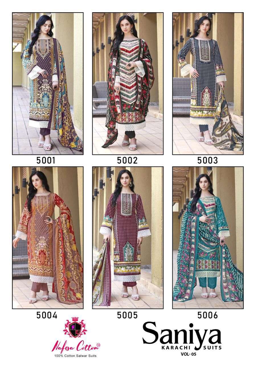 SANIYA KARACHI SUITS VOL 05 Nafisha Cotton-01-06