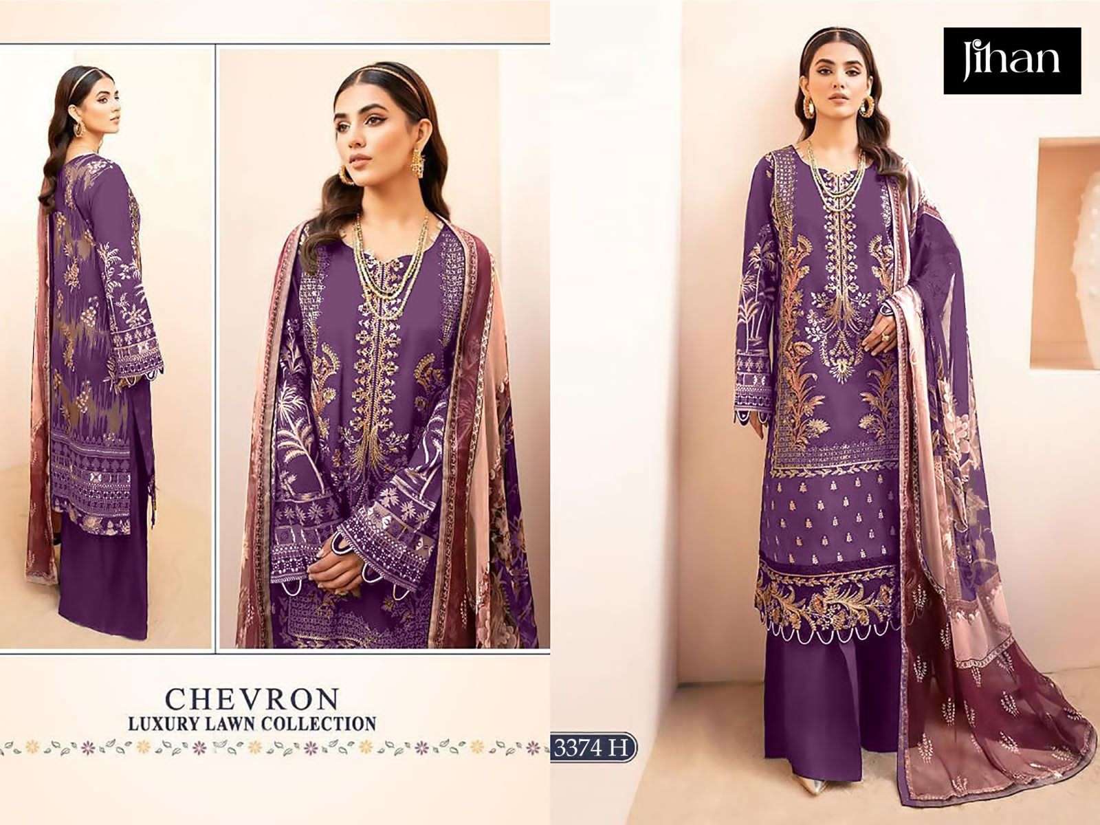D no:-3374 CHEVRON LUXURY LAWN COLLECTION BY JIHAN-01