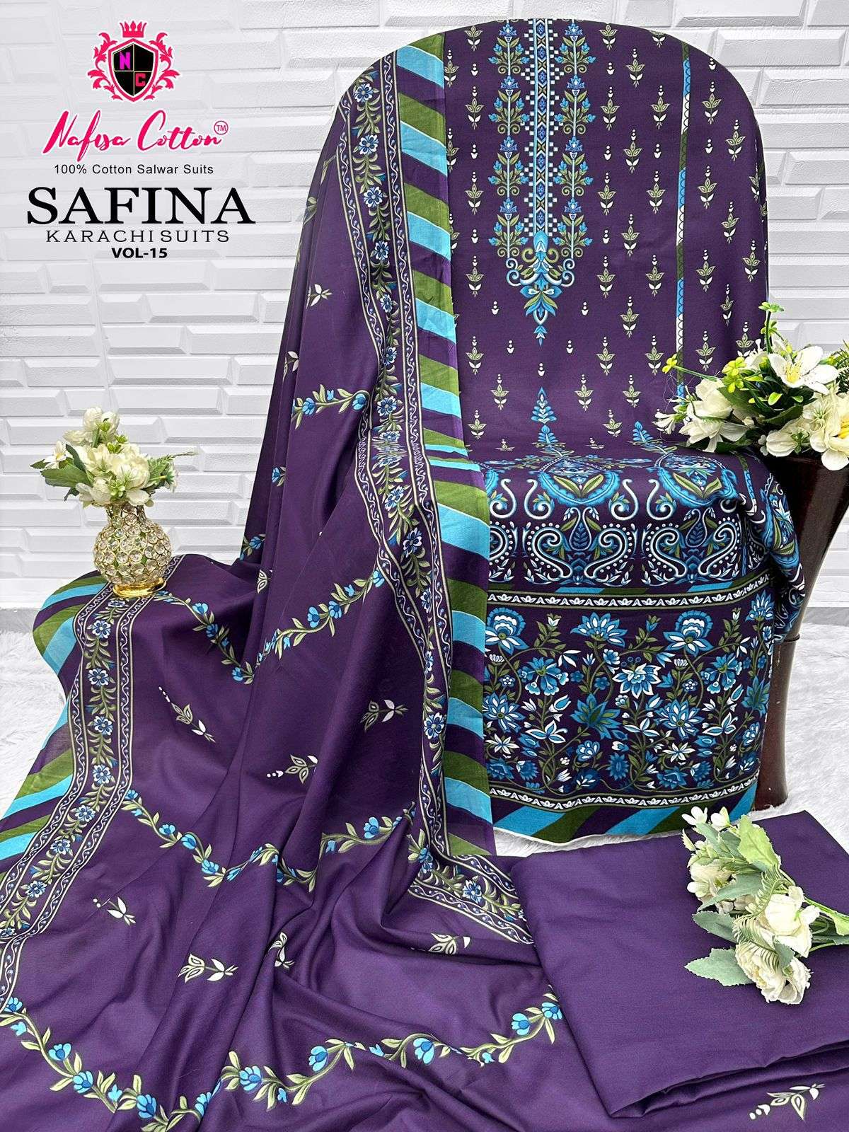 SAFINA KARACHI SUITS VOL 15 BY NAFISHA COTTON-10