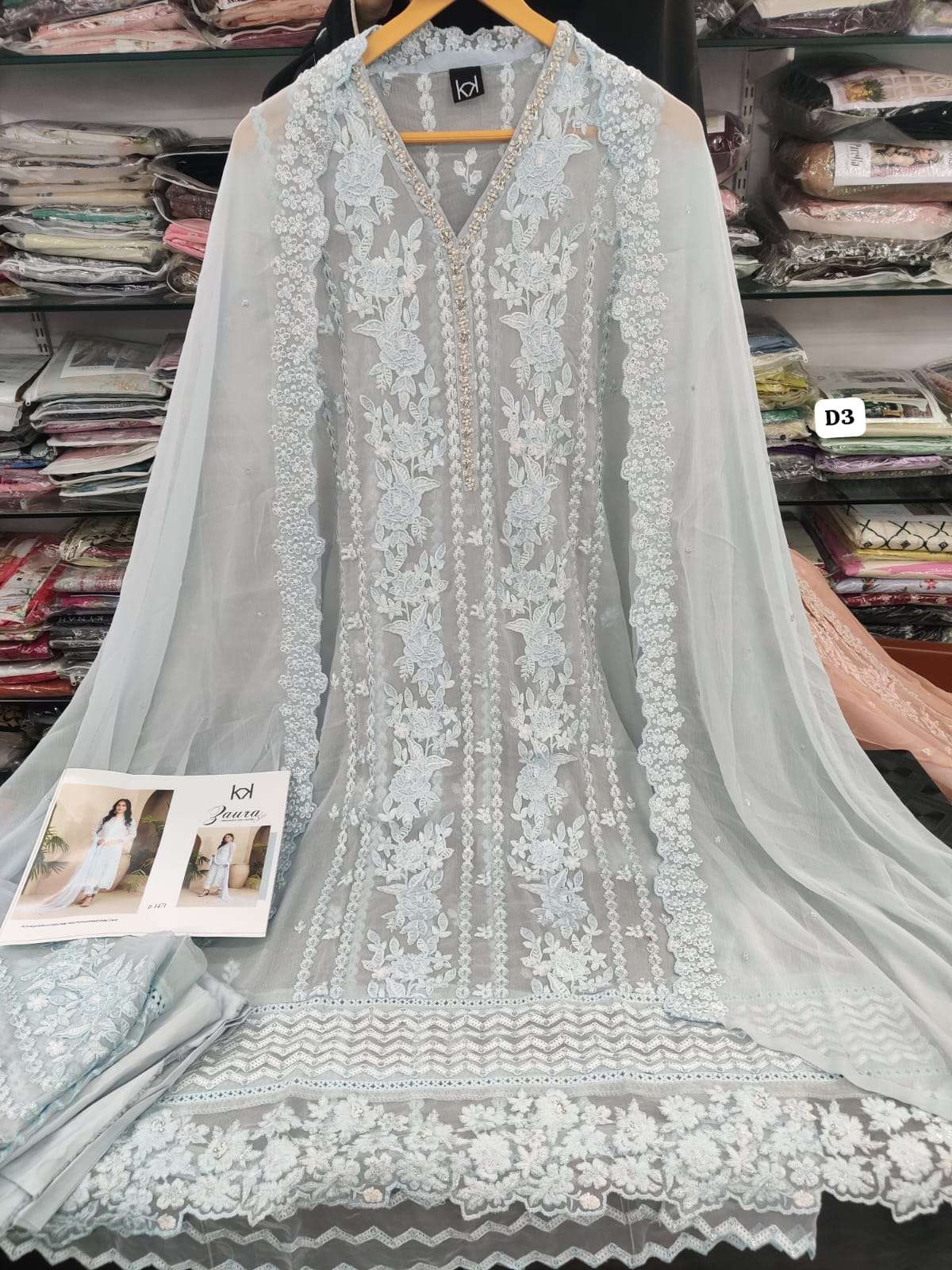 ZAURA SEMI-STITCHED CHIFFON BY TAWAKKAL-06
