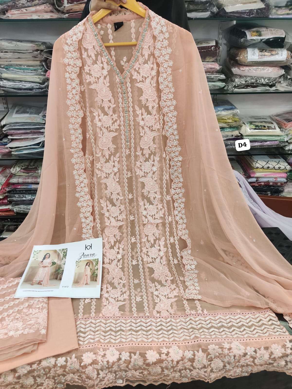 ZAURA SEMI-STITCHED CHIFFON BY TAWAKKAL-07