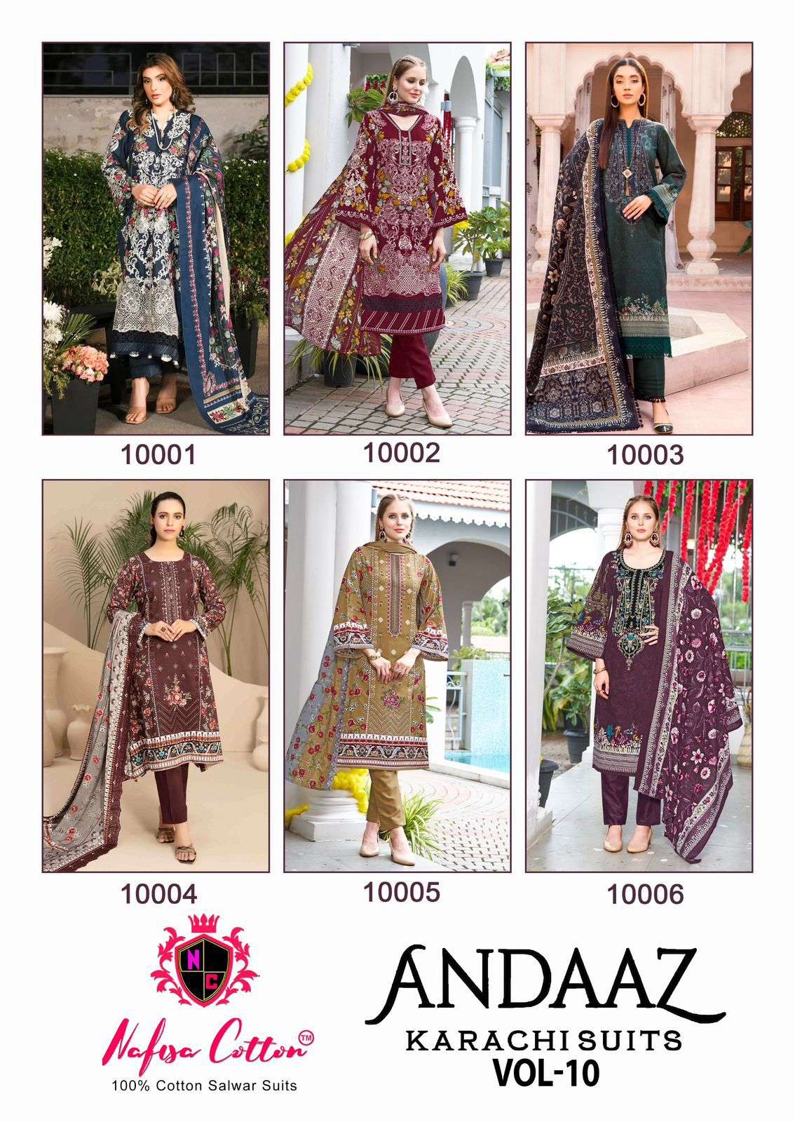 ANDAAZ KARACHI SUITS VOL 10 Open & Model by Nafisa Cotton-01-12