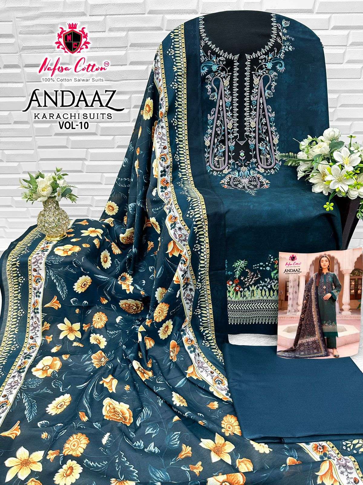ANDAAZ KARACHI SUITS VOL 10 Open & Model by Nafisa Cotton-09
