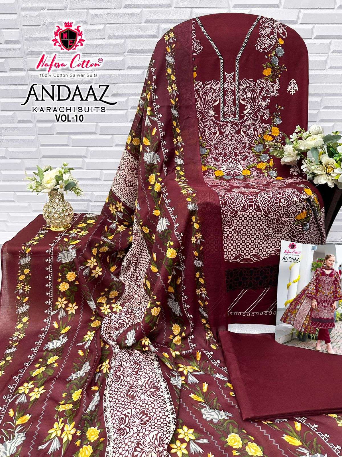 ANDAAZ KARACHI SUITS VOL 10 Open & Model by Nafisa Cotton-11