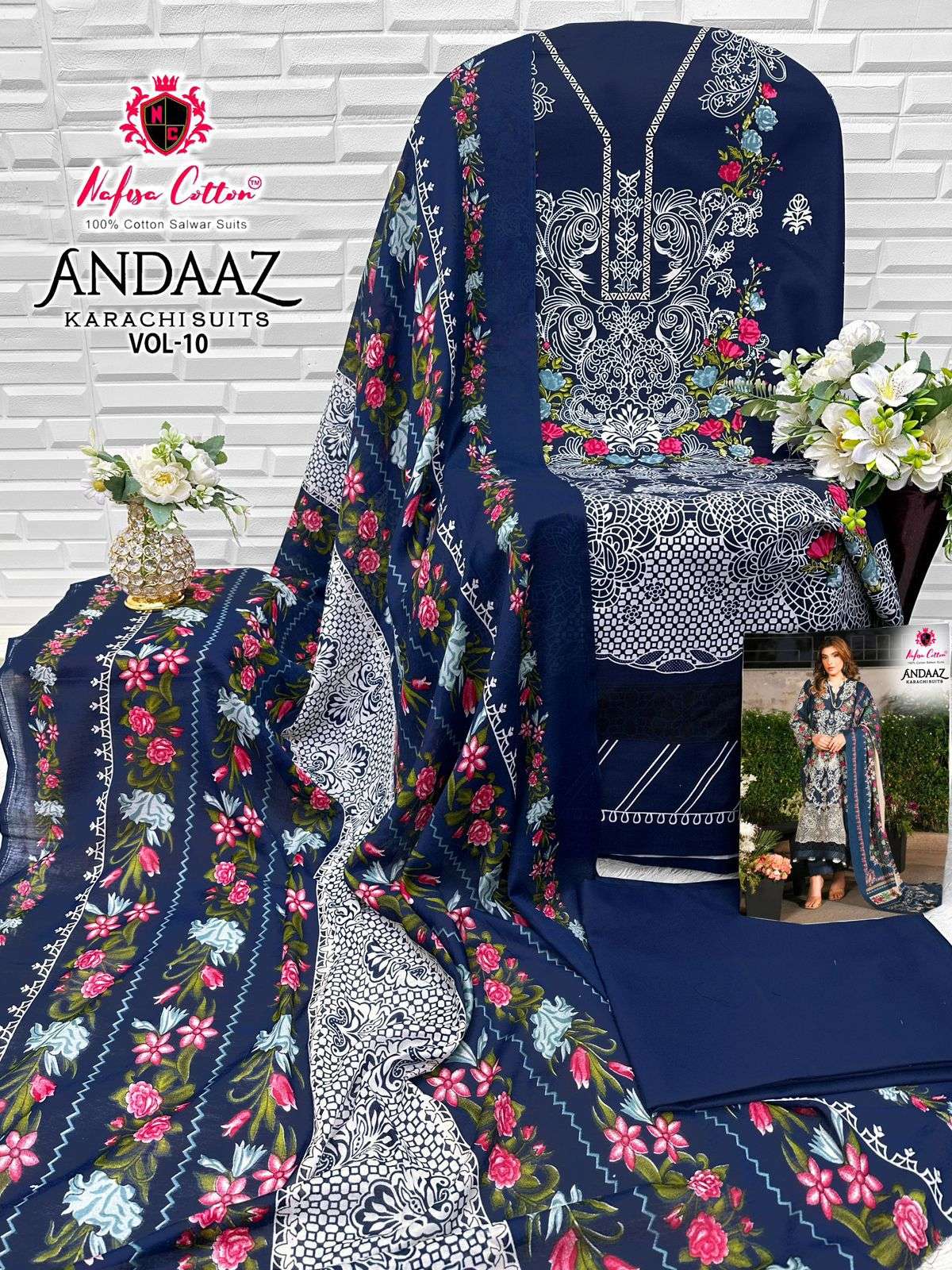 ANDAAZ KARACHI SUITS VOL 10 Open & Model by Nafisa Cotton-12