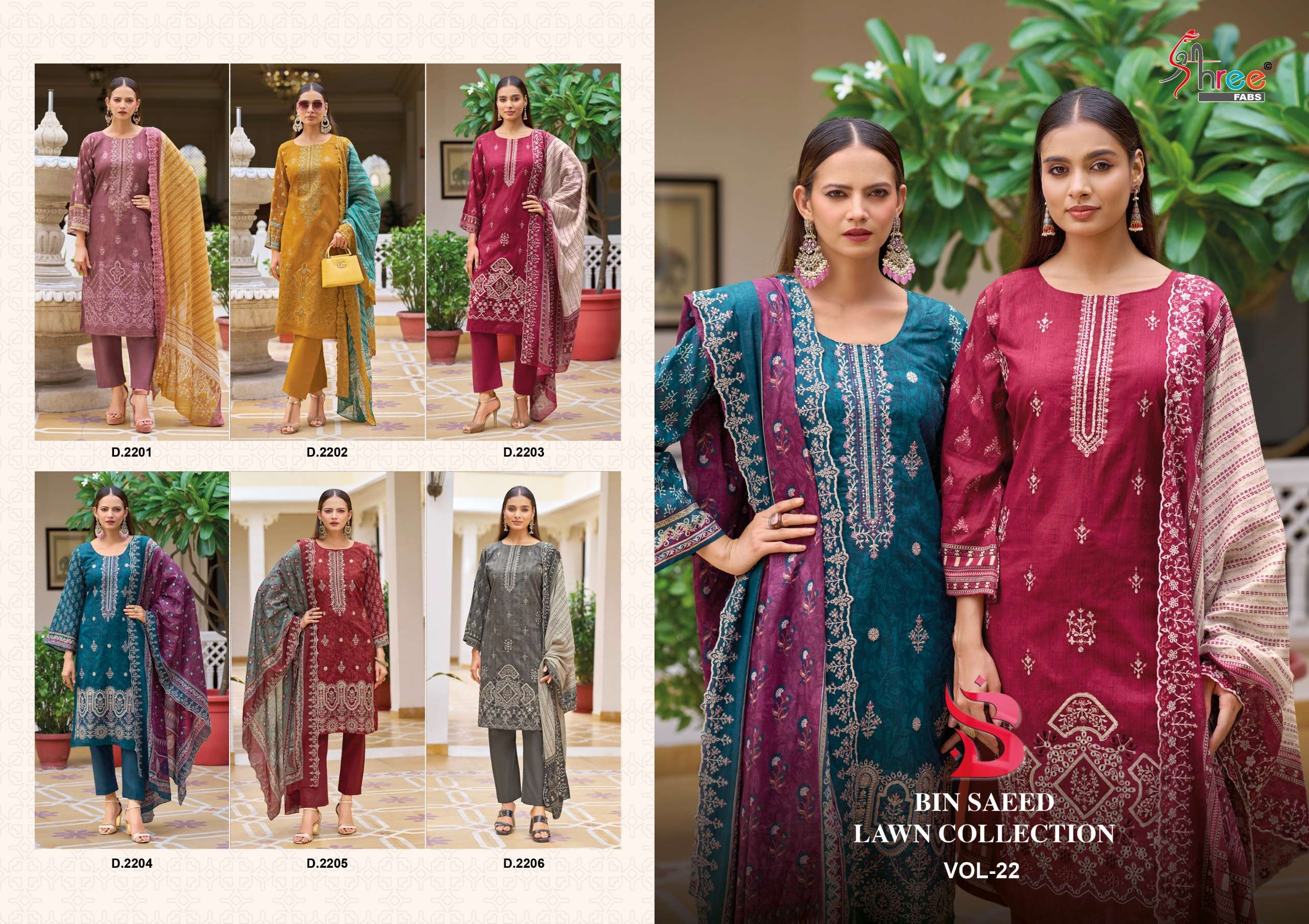 BIN SAEED LAWN COLLECTION VOL-22 BY SHREE-01-06