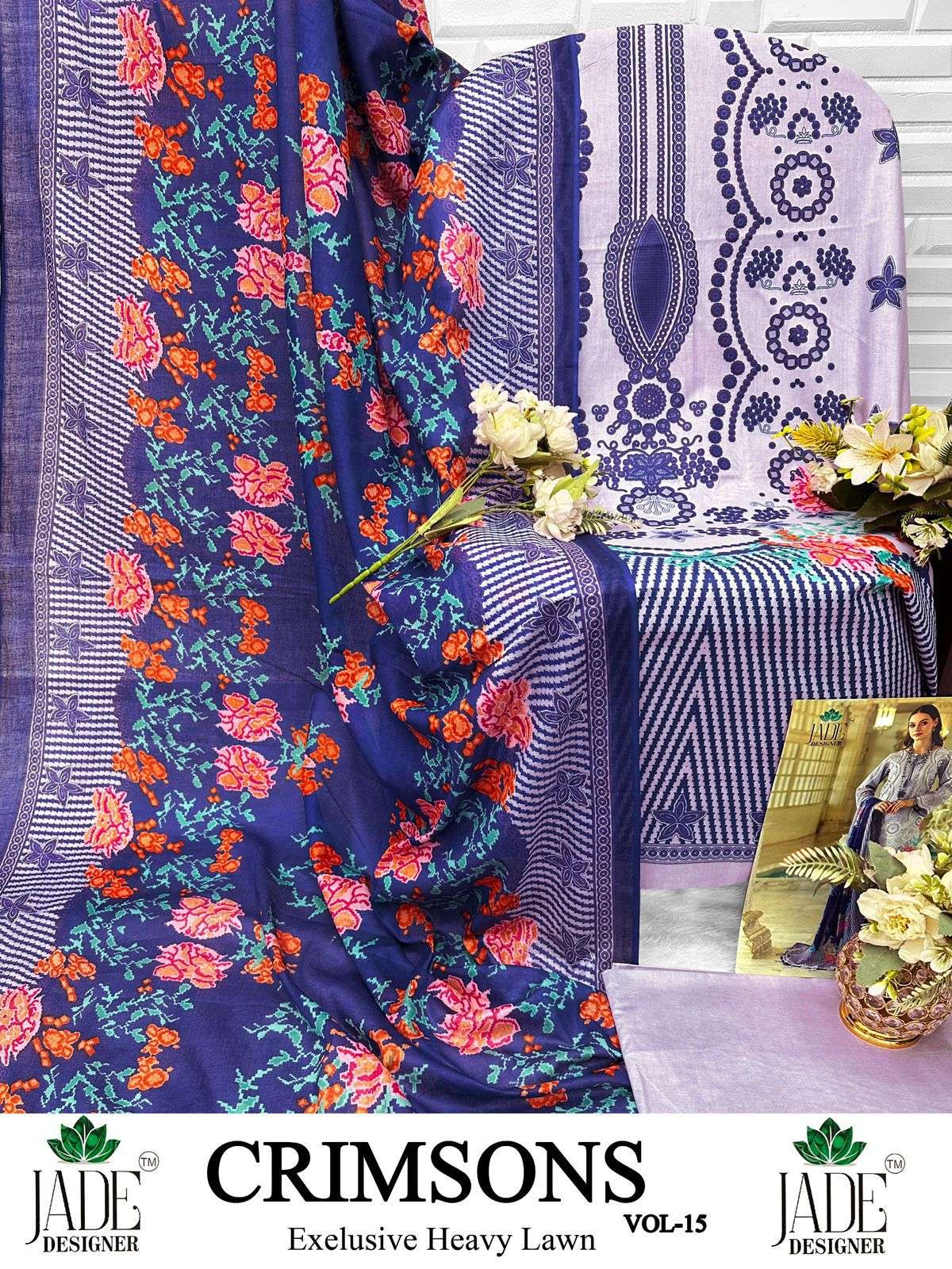 CRIMSONS VOL -15 HEAVY LAWN COTTON BY JADE-08