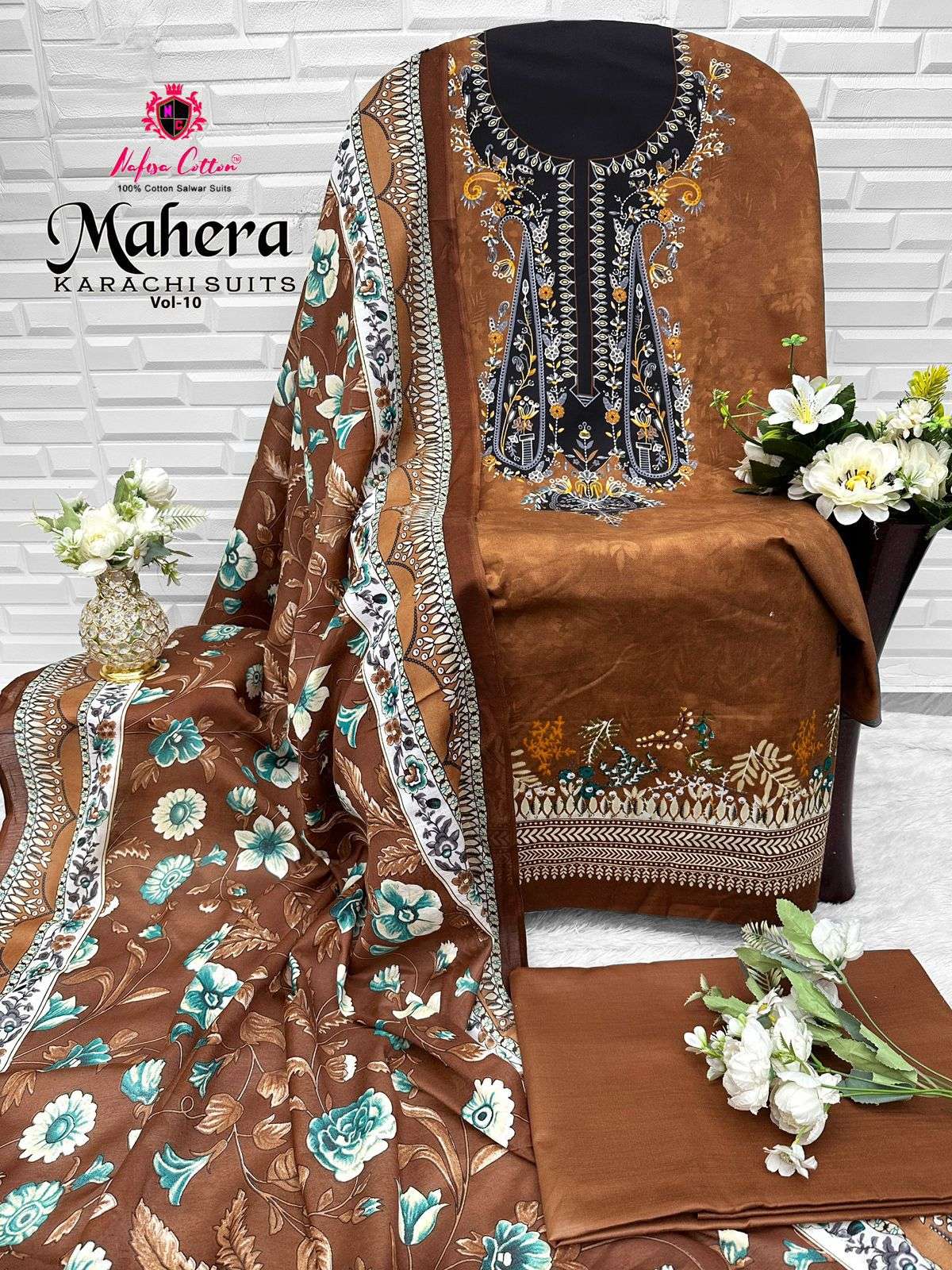 MAHERA KARACHI SUITS VOL 10 BY NAFISHA COTTON-10