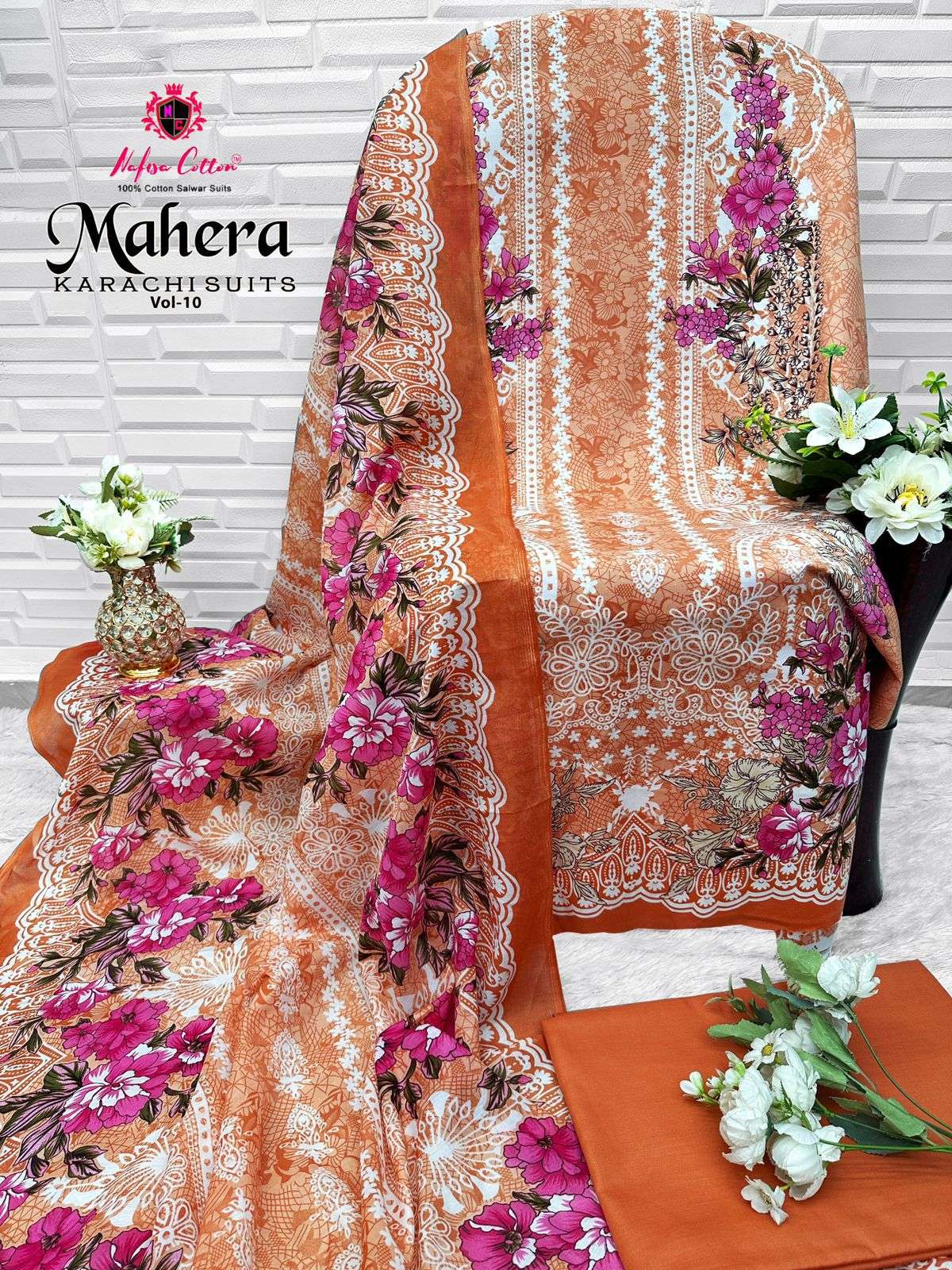 MAHERA KARACHI SUITS VOL 10 BY NAFISHA COTTON-12