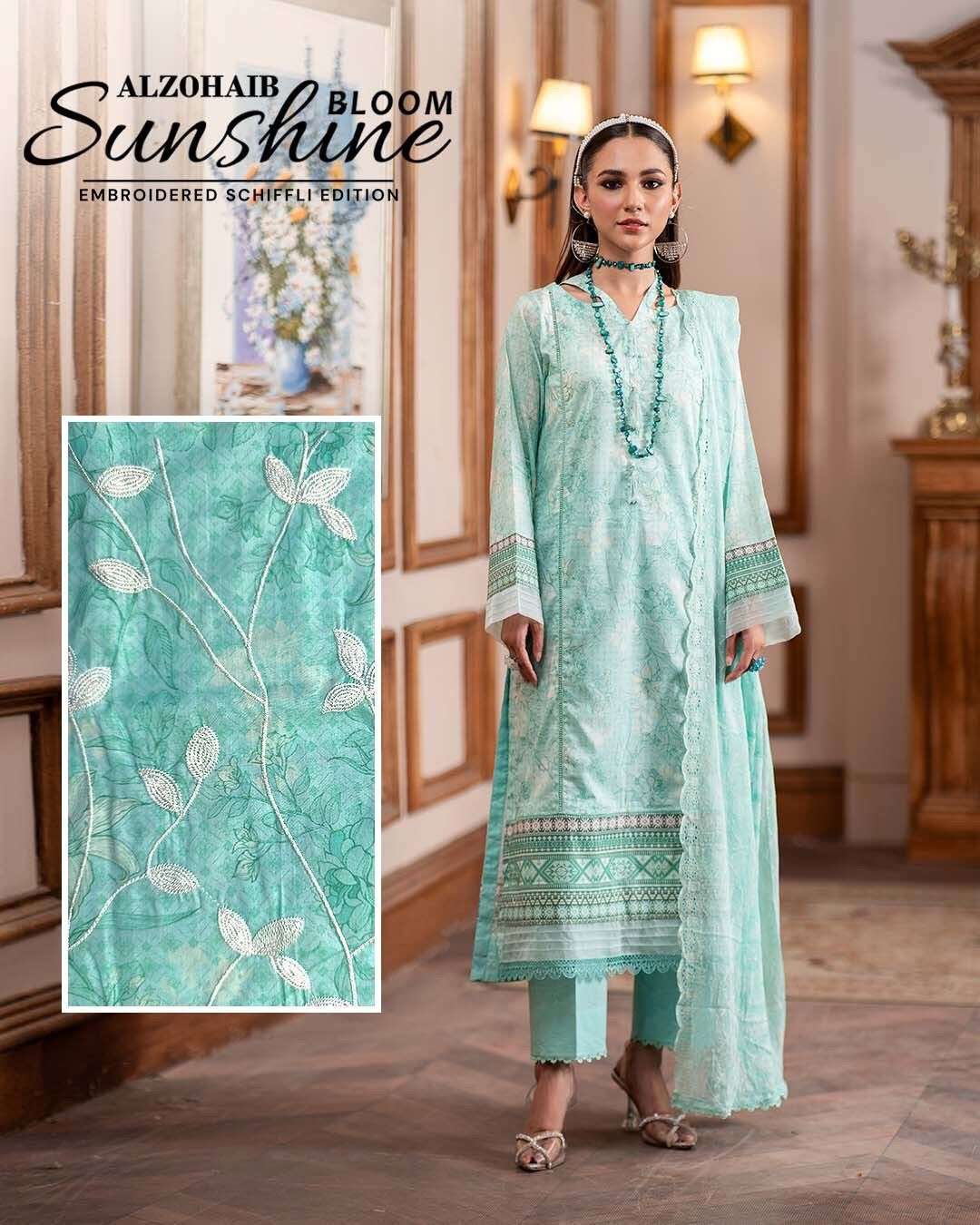 SUNSHINE Bloom Embroidered SCHIFFLI Edition by Al Zohaib-03