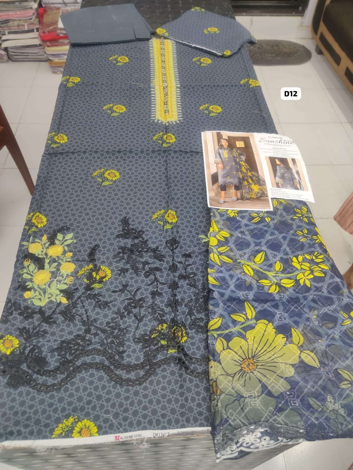 SUNSHINE Bloom Embroidered SCHIFFLI Edition by Al Zohaib-11