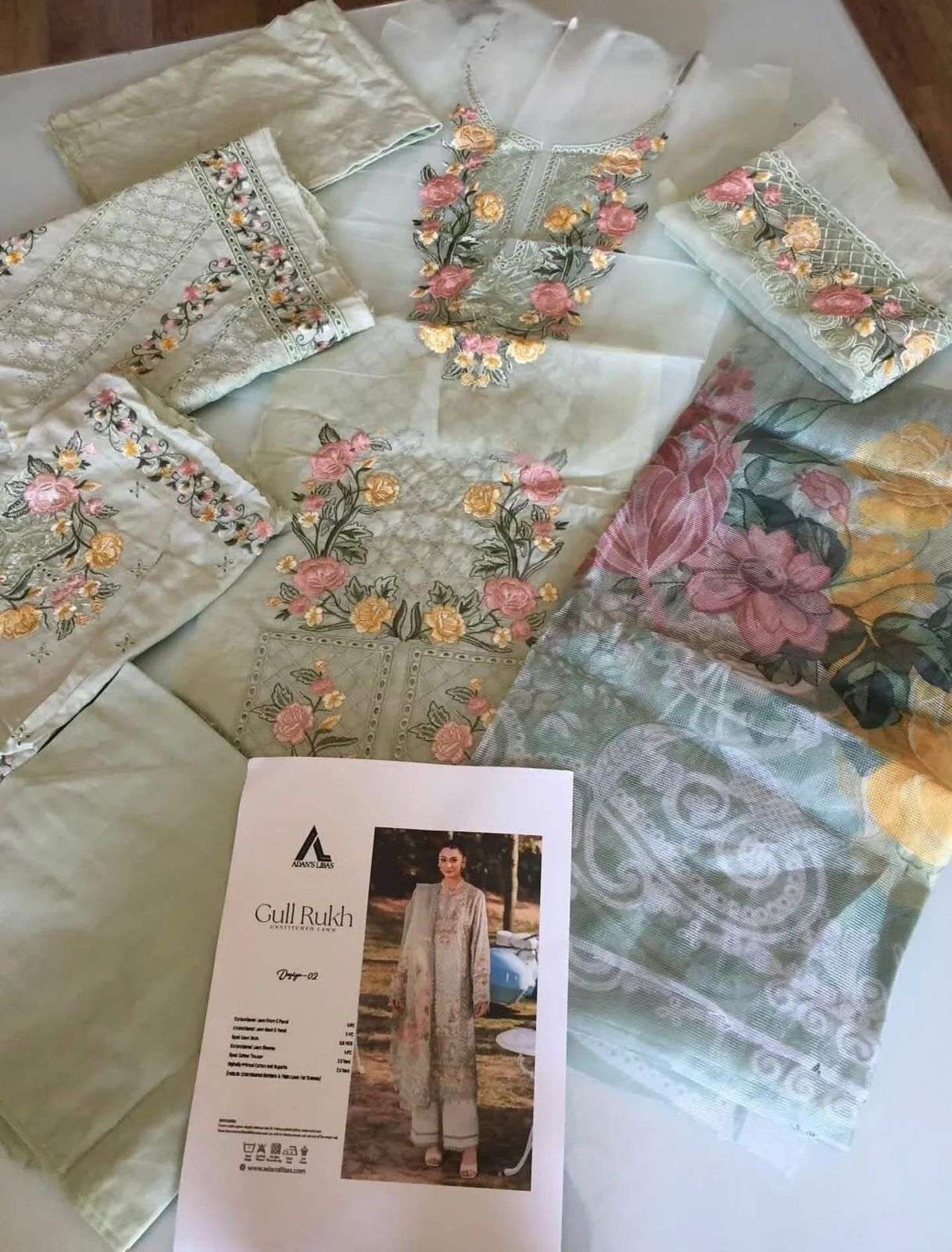 GULRUKH LAWN HEAVY EMBROIDERED CHICKANKARI BY ADAN LIBAS-16