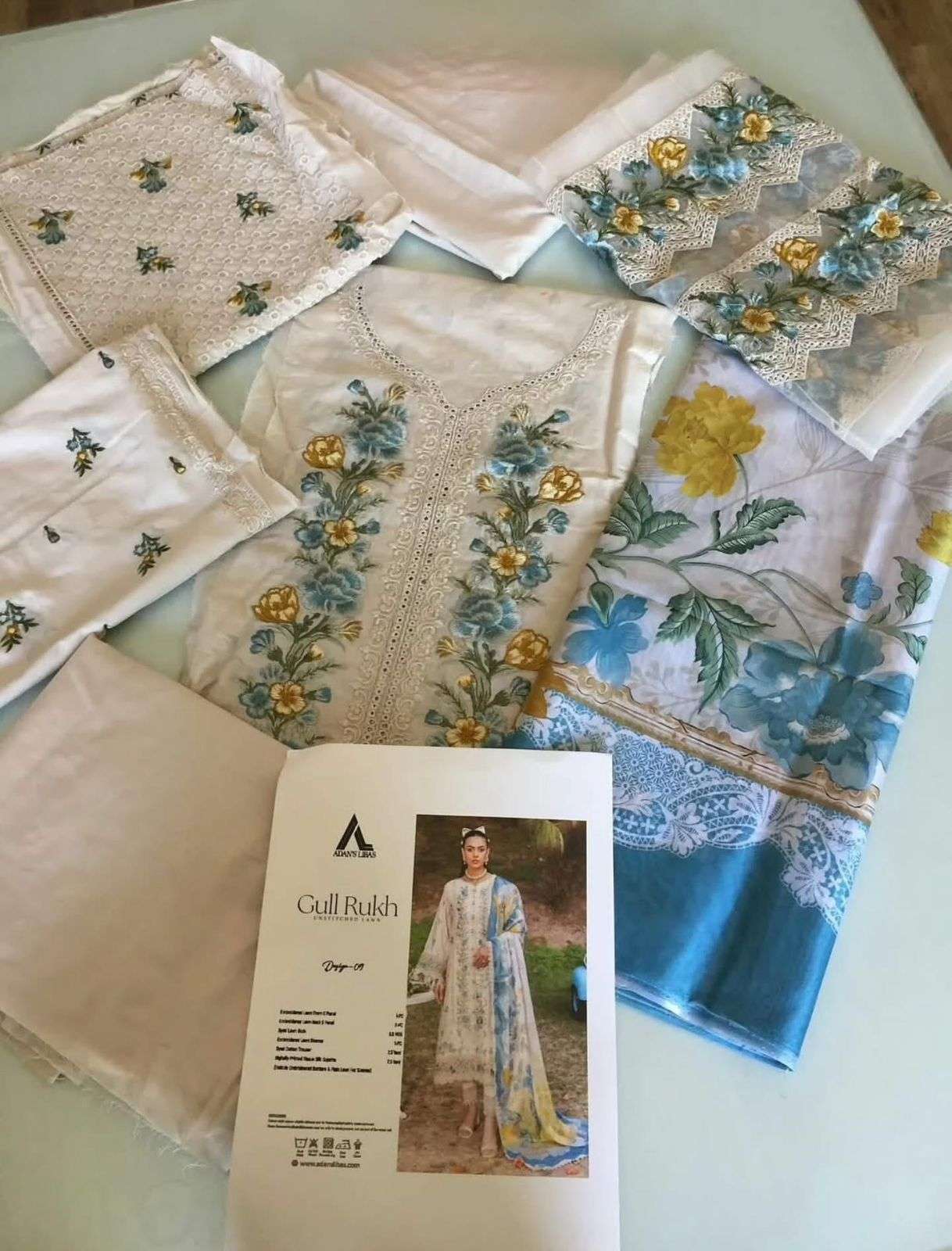 GULRUKH LAWN HEAVY EMBROIDERED CHICKANKARI BY ADAN LIBAS-20