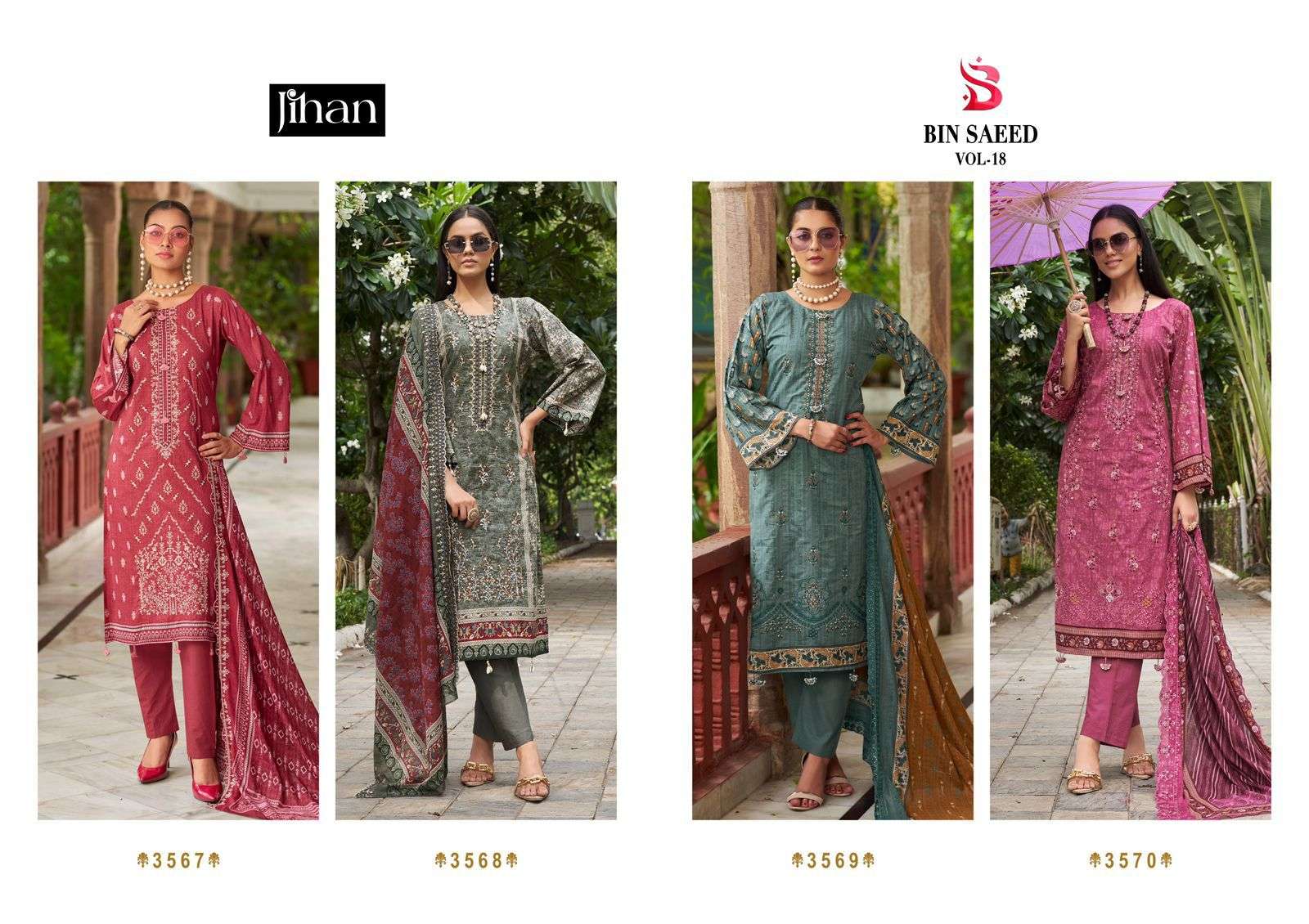 BIN SAEED LAWN COLLECTION VOL -18 BY JIHAN PRESENT-01-08