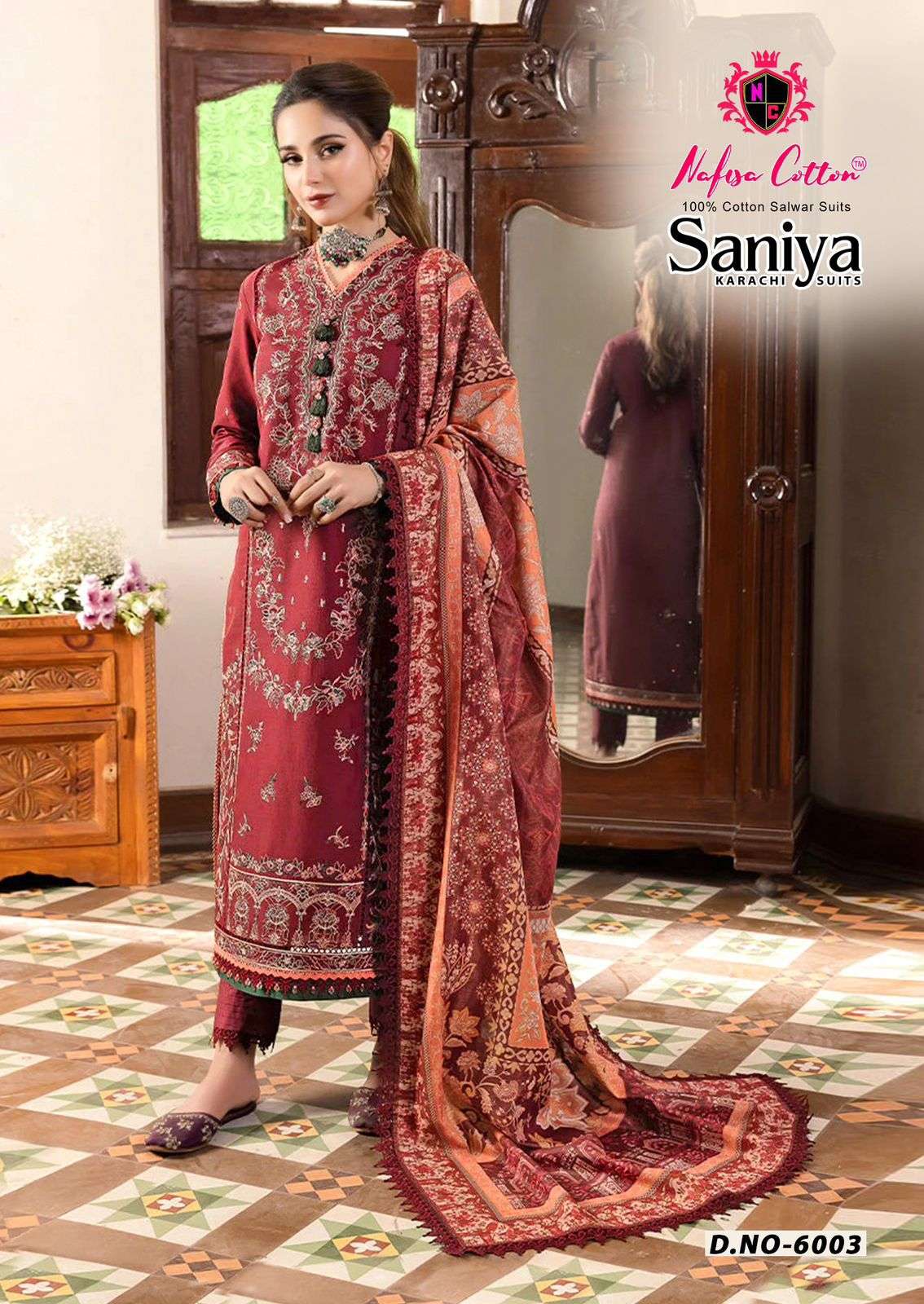 SANIYA KARACHI SUITS VOL 06 NAFISHA COTTON-05