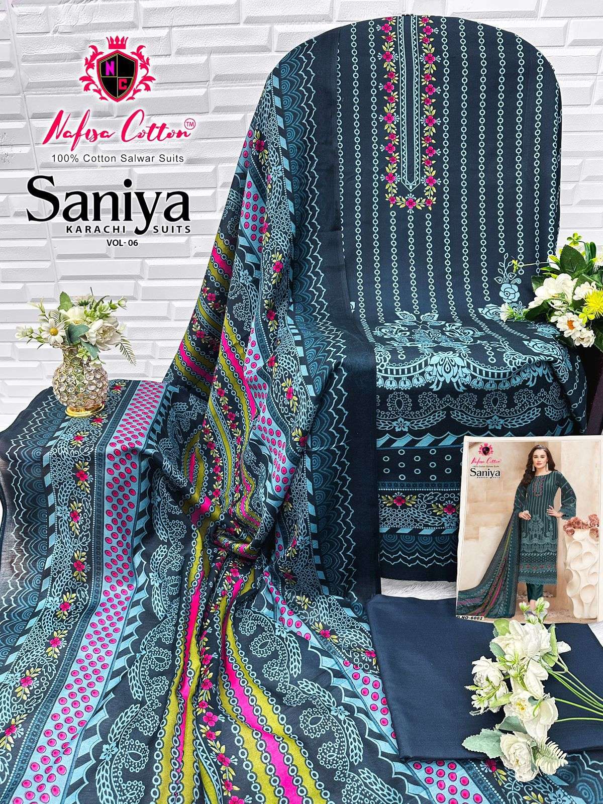 SANIYA KARACHI SUITS VOL 06 NAFISHA COTTON-09