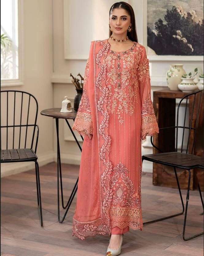 TABASSUM Embroidered Chiffon Semi-Stitched BY ZA Clothes-01