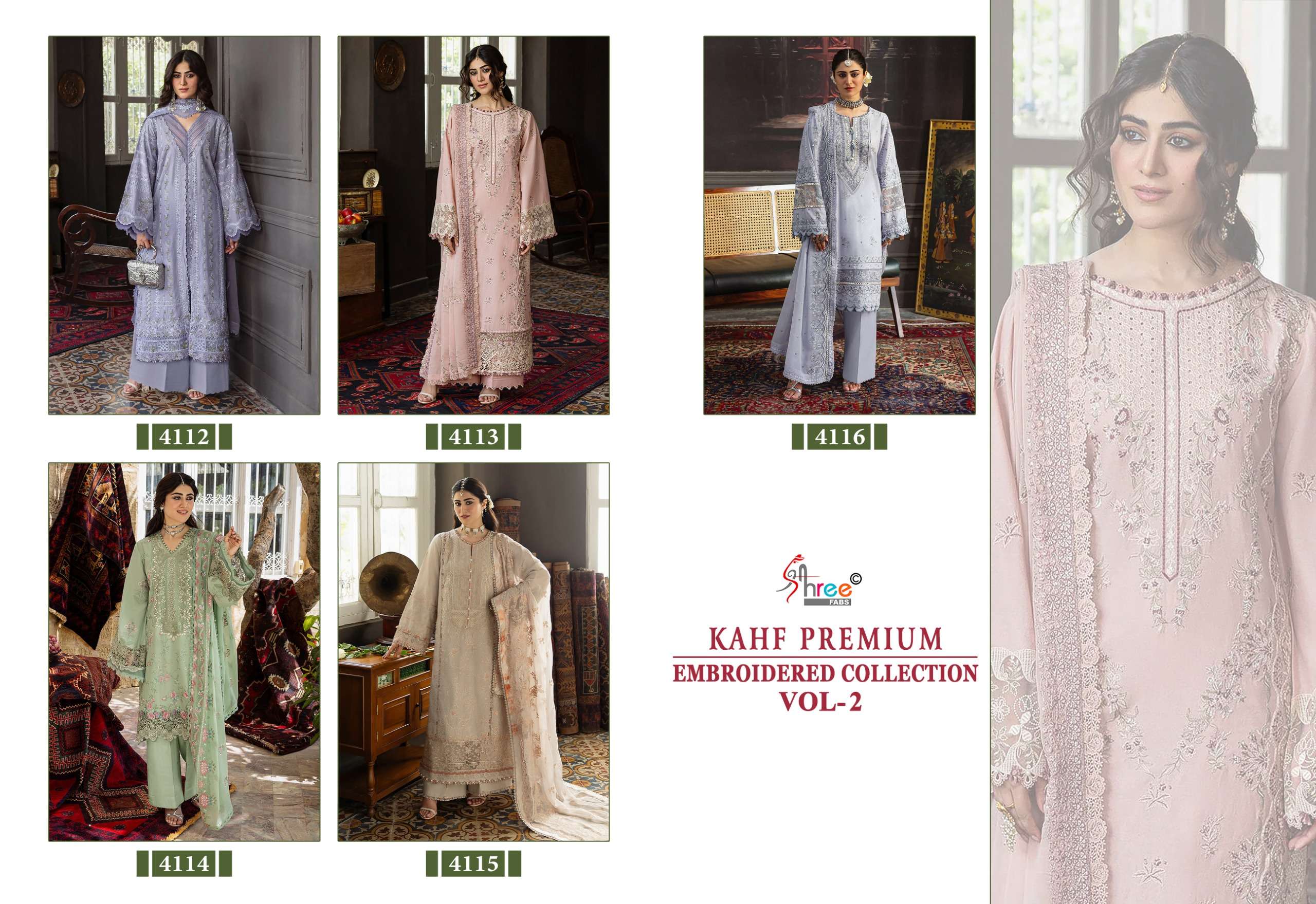 KAHF PREMIUM EMBROIDERED COLLECTION VOL - 2 BY SHREE FABS - 01 - 05 A