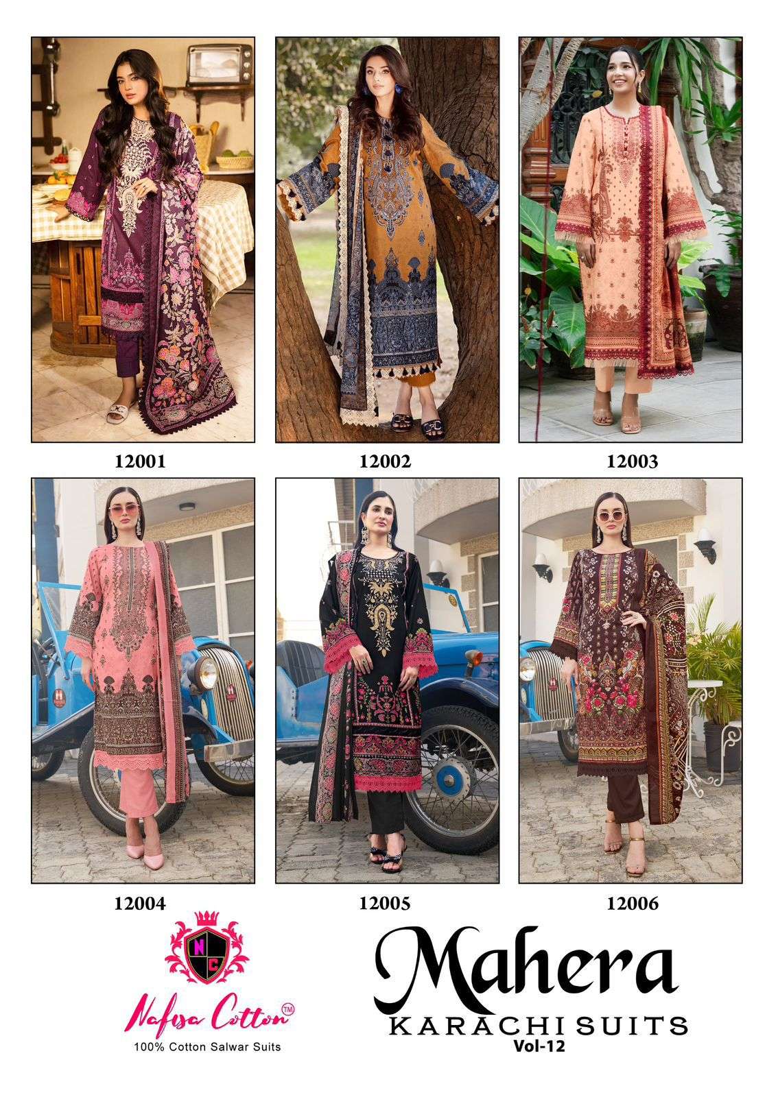 MAHERA KARACHI SUITS VOL - 12 BY NAFISA COTTON - 01 - 06