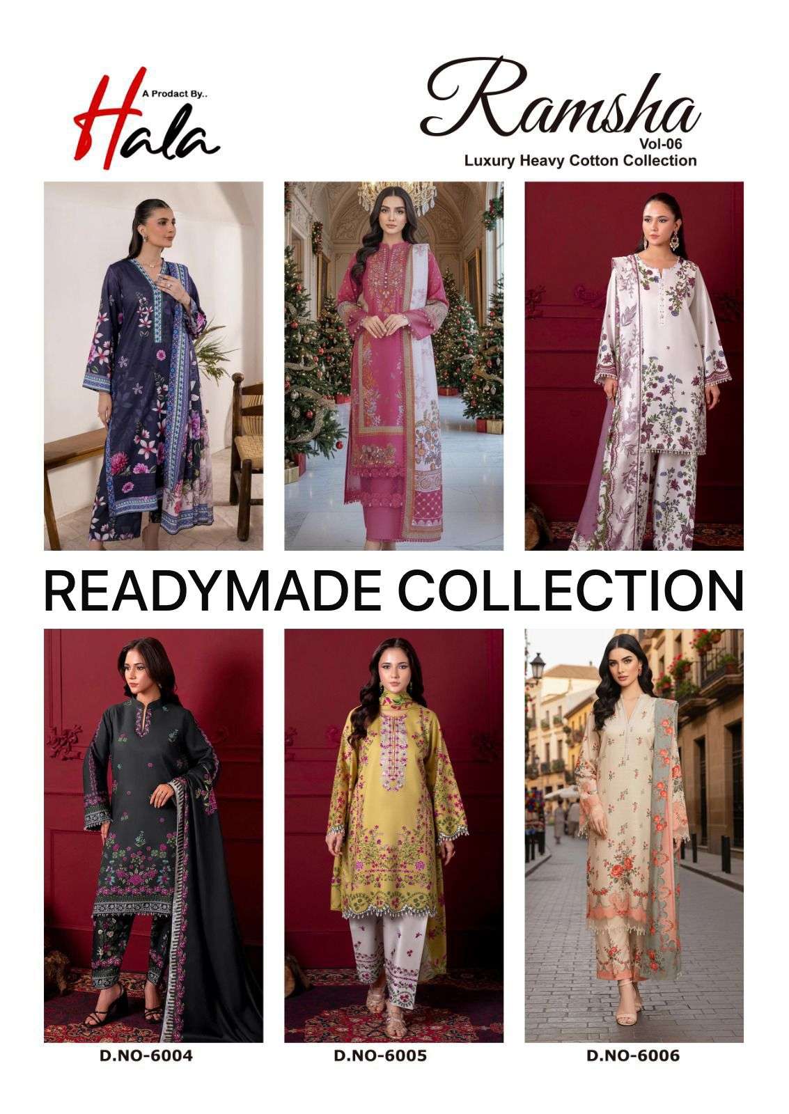 RAMSHA VOL - 6 FULL STICHED READYMADE COLLECTION BY HALA - 01 - 06