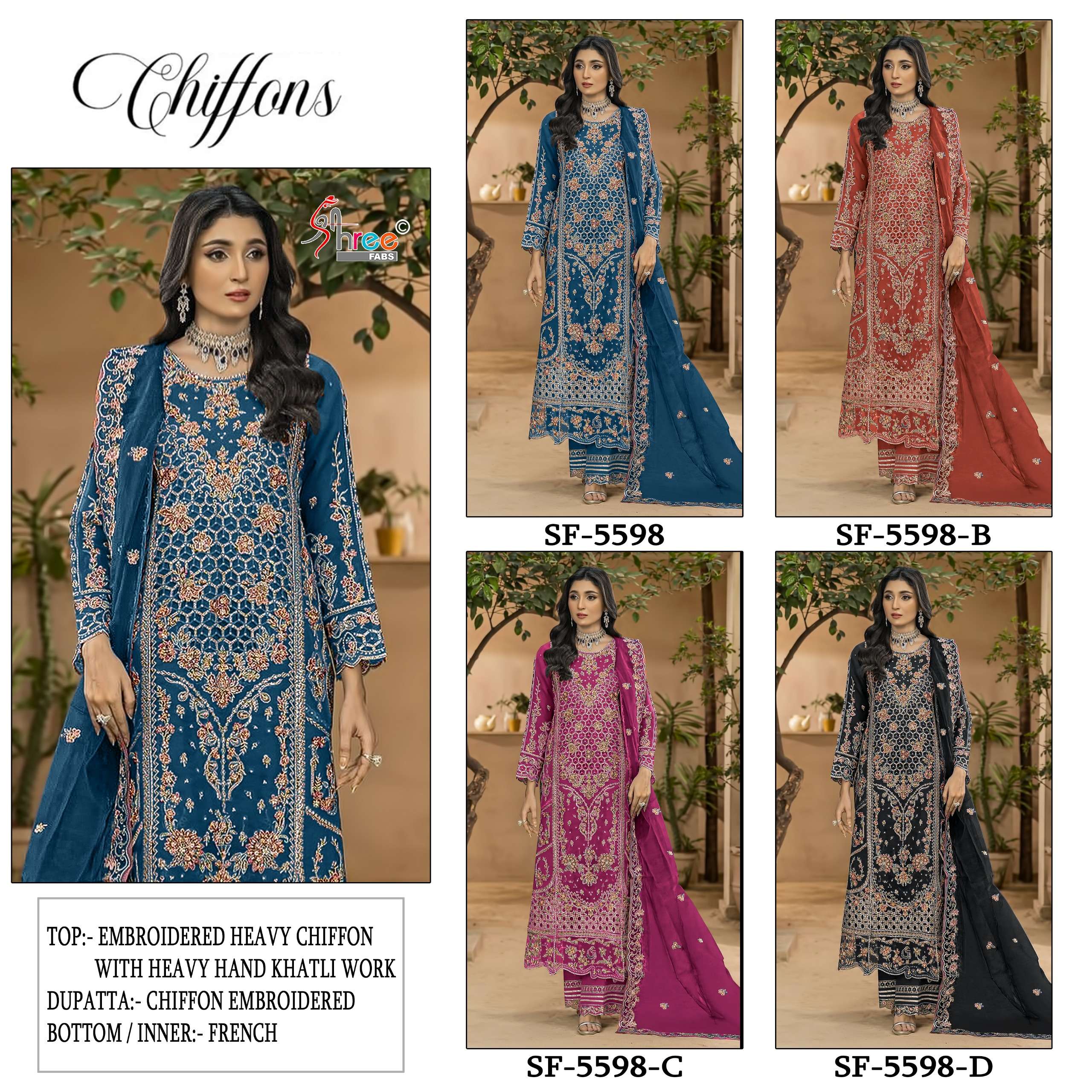 CHIFFONS D.NO. - SF - 5598 BY SHREE FABS - 01 - 08