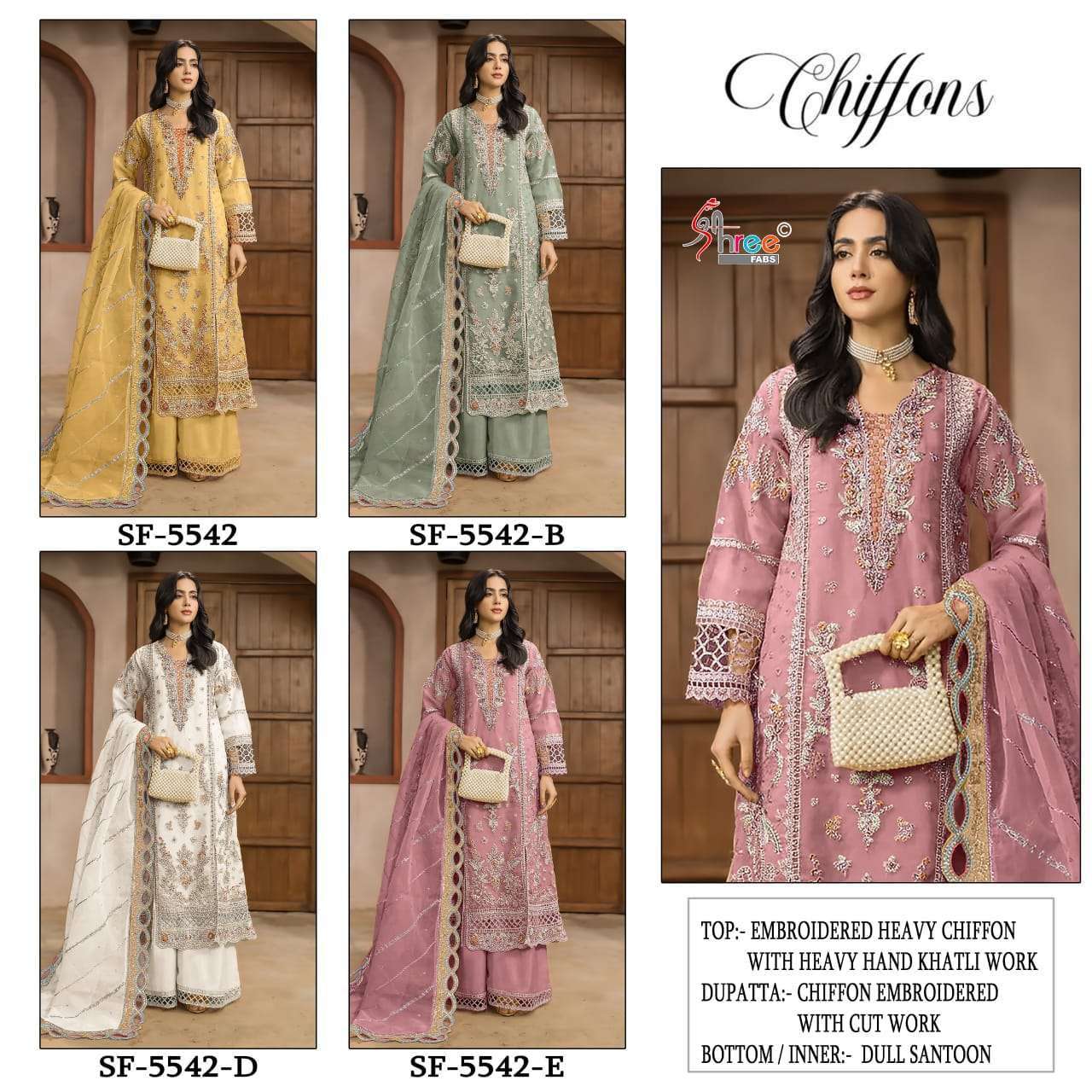 CHIFFONS D.NO. SF - 5542 BY SHREE FABS - 01 - 04