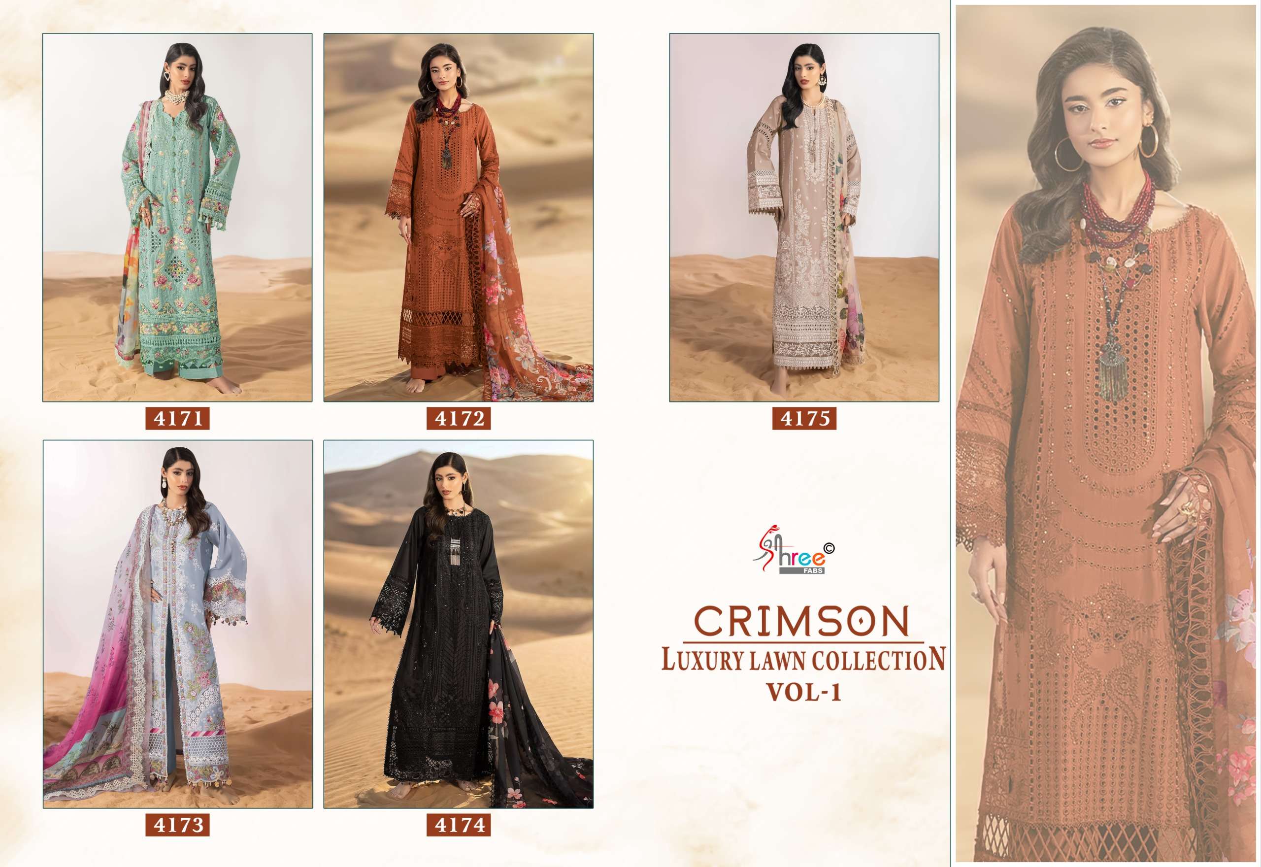 CRIMSON LUXURY LAWN COLLECTION VOL - 01 BY SHREE FABS - 01 - 05 A