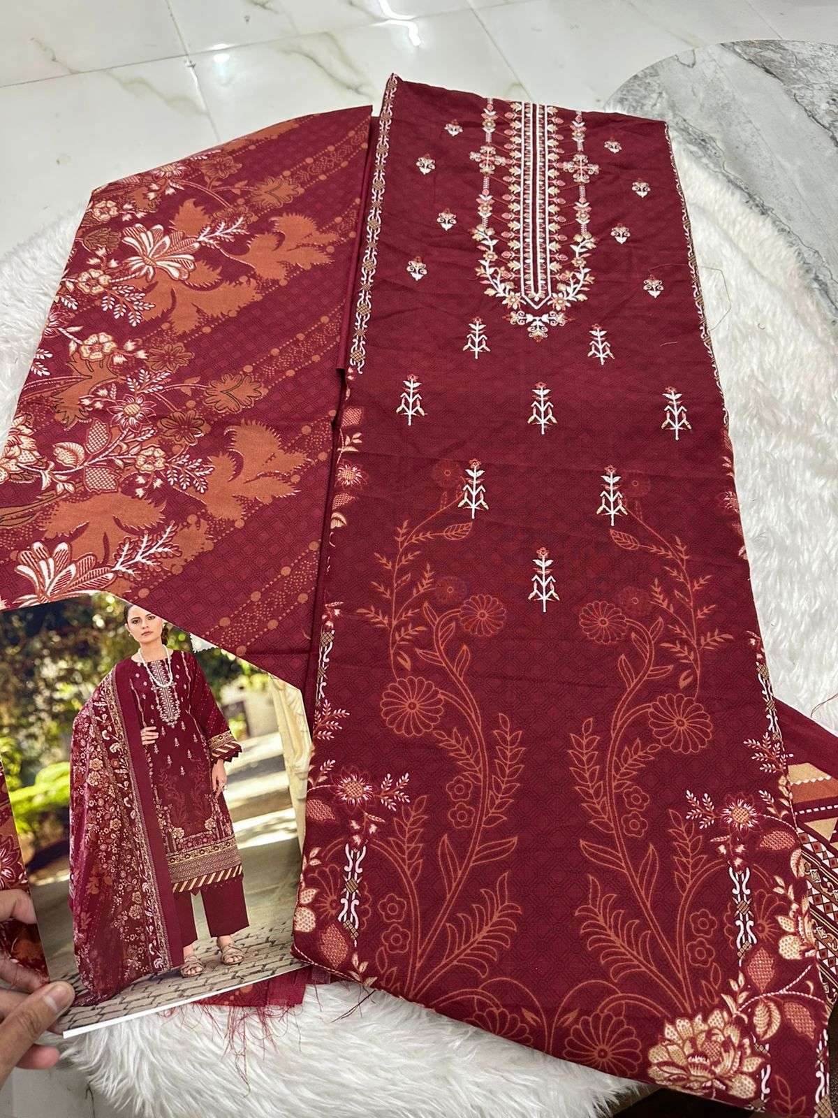 Falah Premium Cotton Collection Code - 26066 By Falah Designer Suits	 - 03