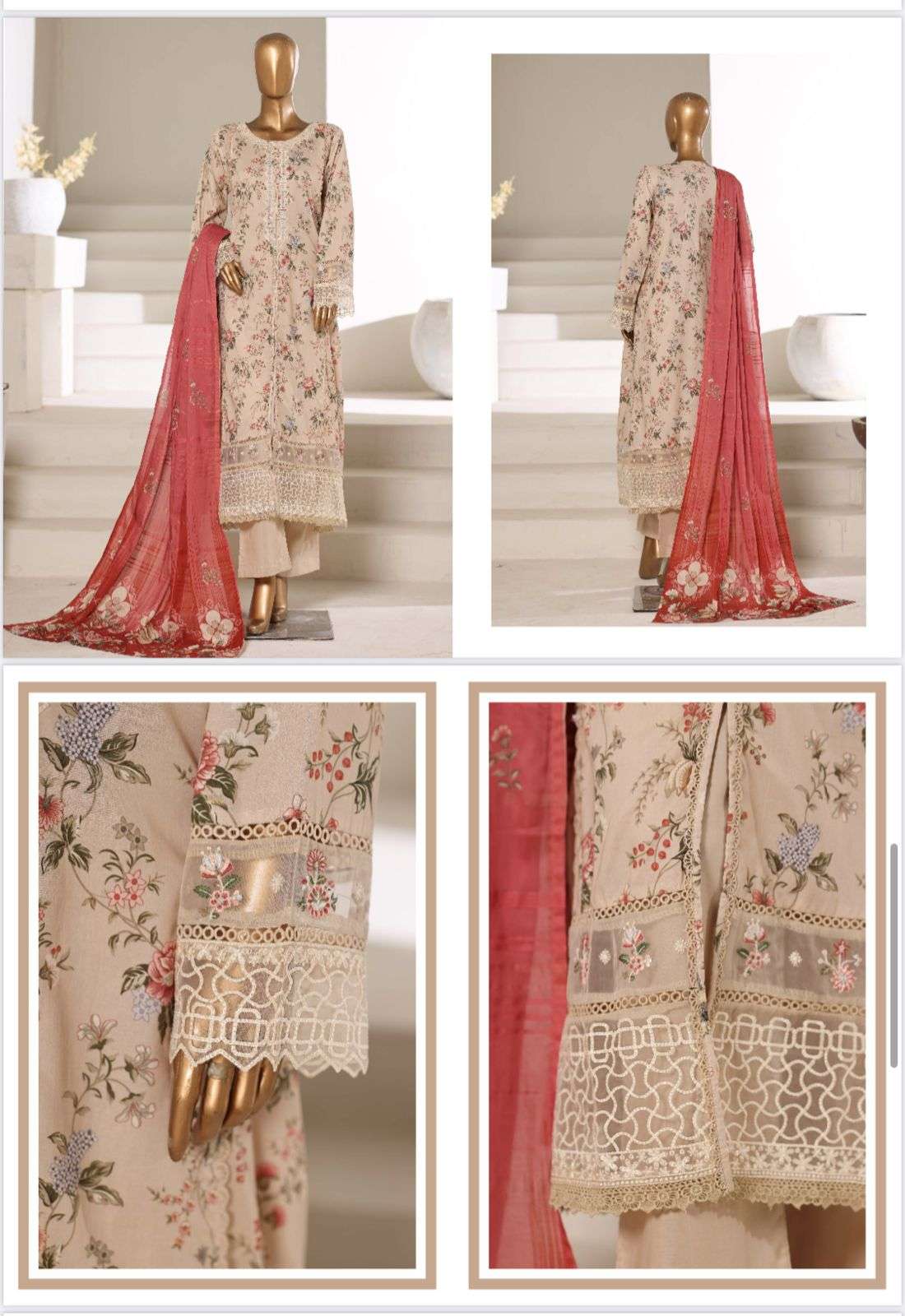 Festive Embroidered Lawn Collection 2026 Vol 1 by Sadabahar-01