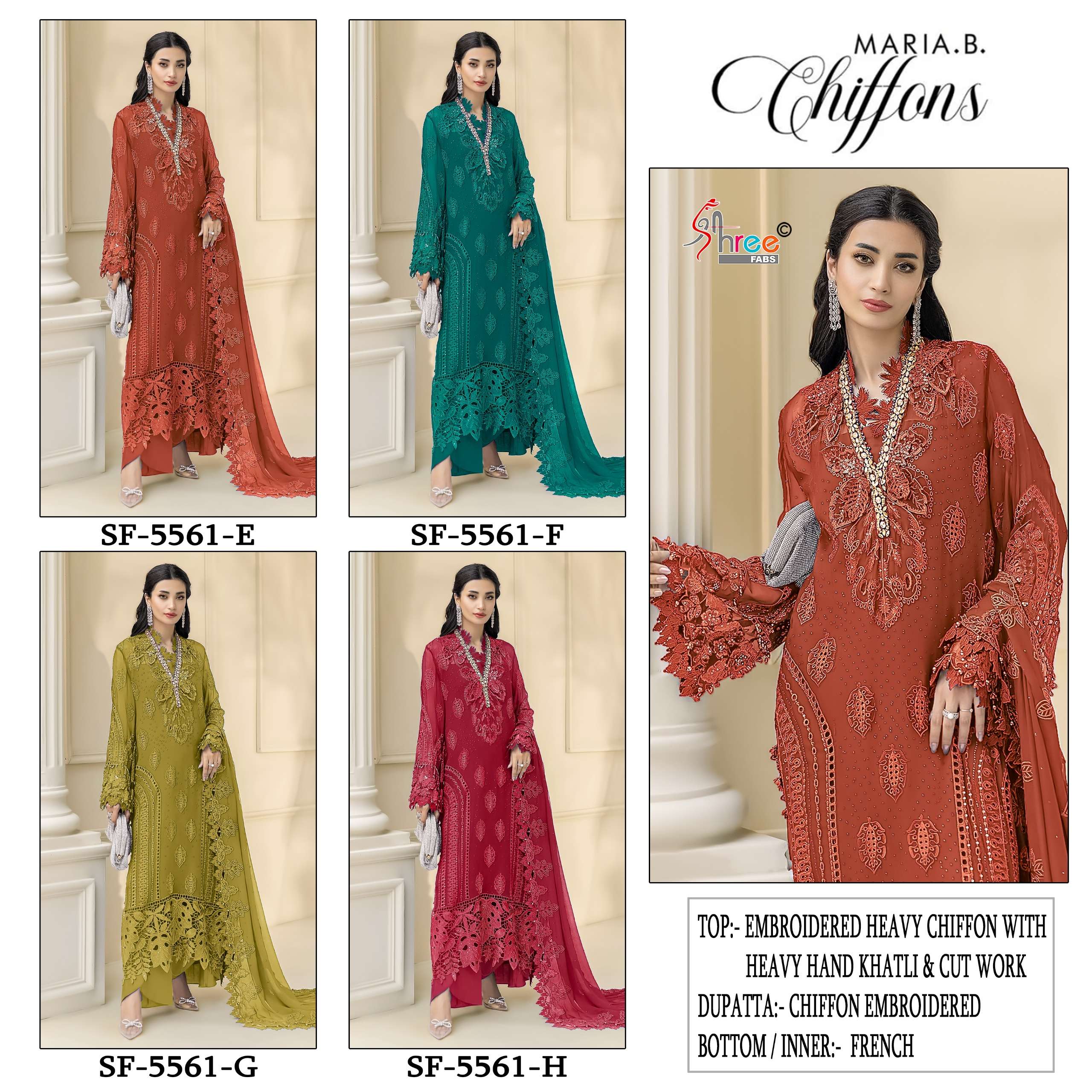 MARIA B CHIFFONS D.NO. SF - 5561 BY SHREE FABS - 01 - 04