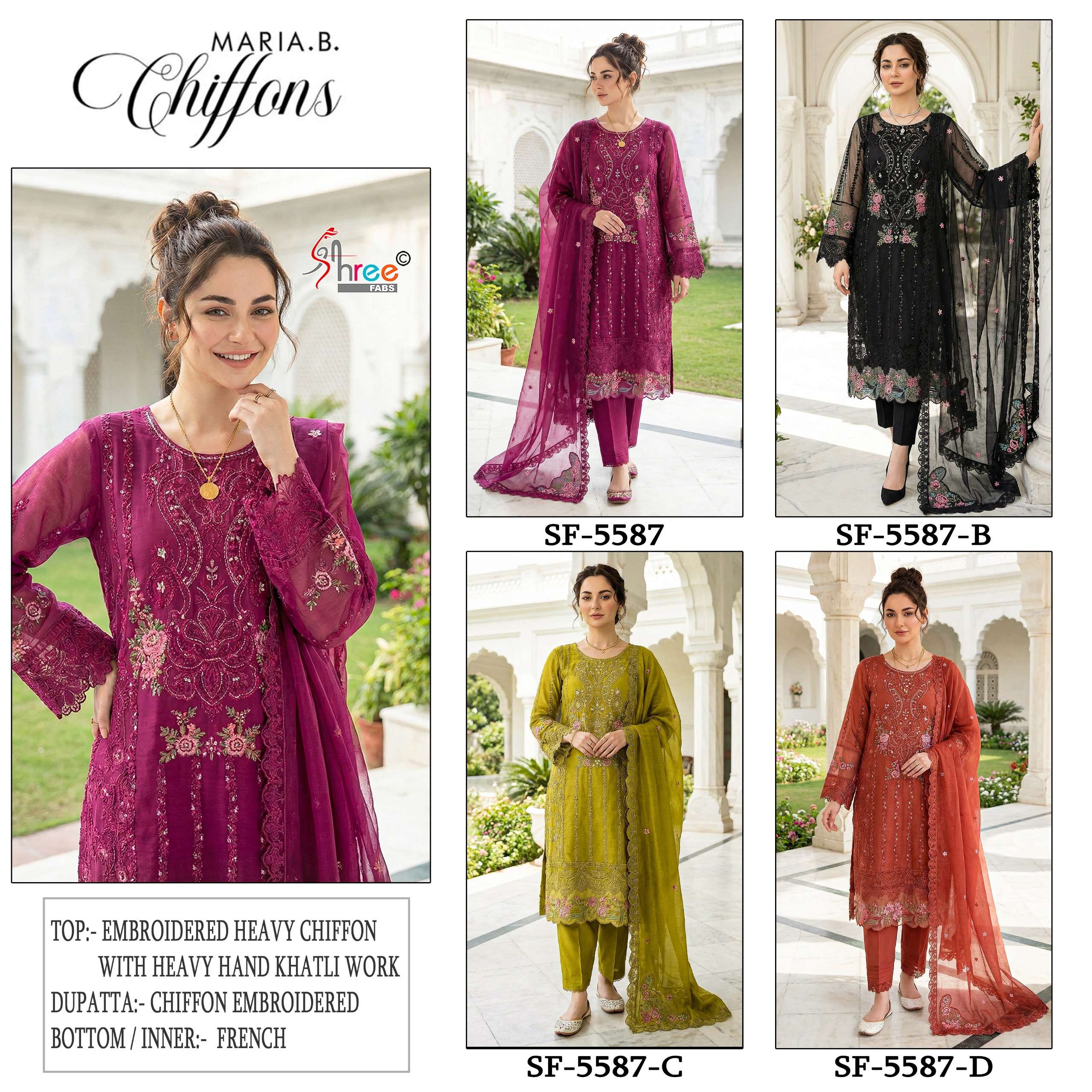 MARIA B CHIFFONS D.NO. SF - 5587 BY SHREE FABS - 01 - 04