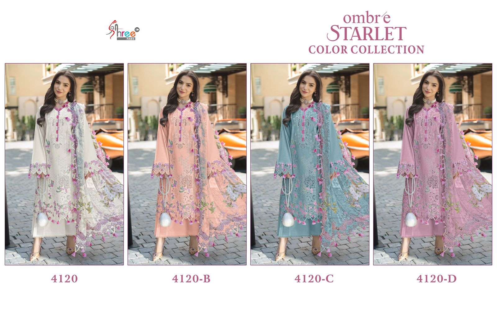 OMBRE STARLET COLOUR COLLECTION D.NO - 4120 BY SHREE FABS - 01 - 04 A