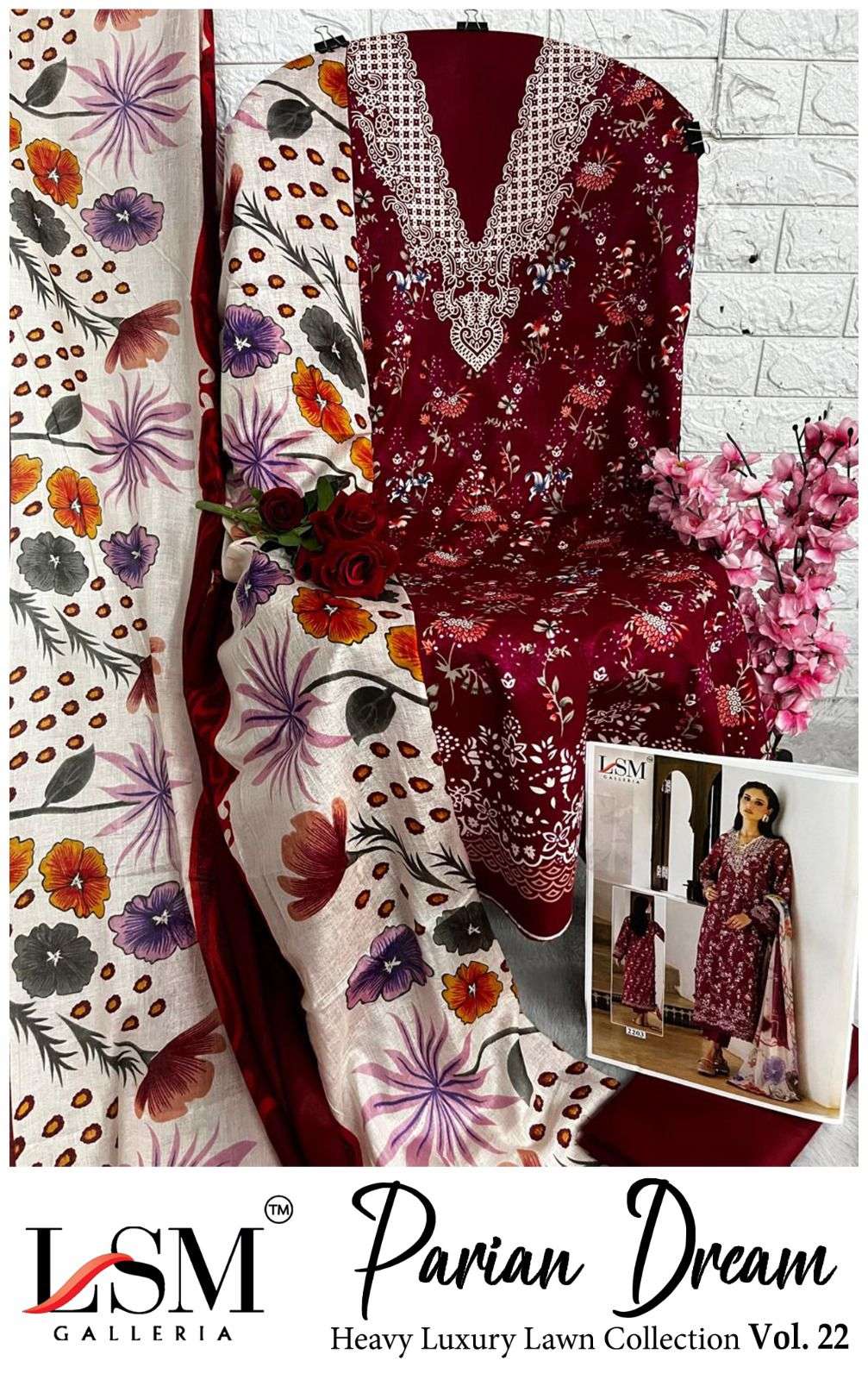 PARIAN DREAM HEAVY LUXURY LAWN COLLECTION VOL - 22 BY LSM GALLERIA - 09