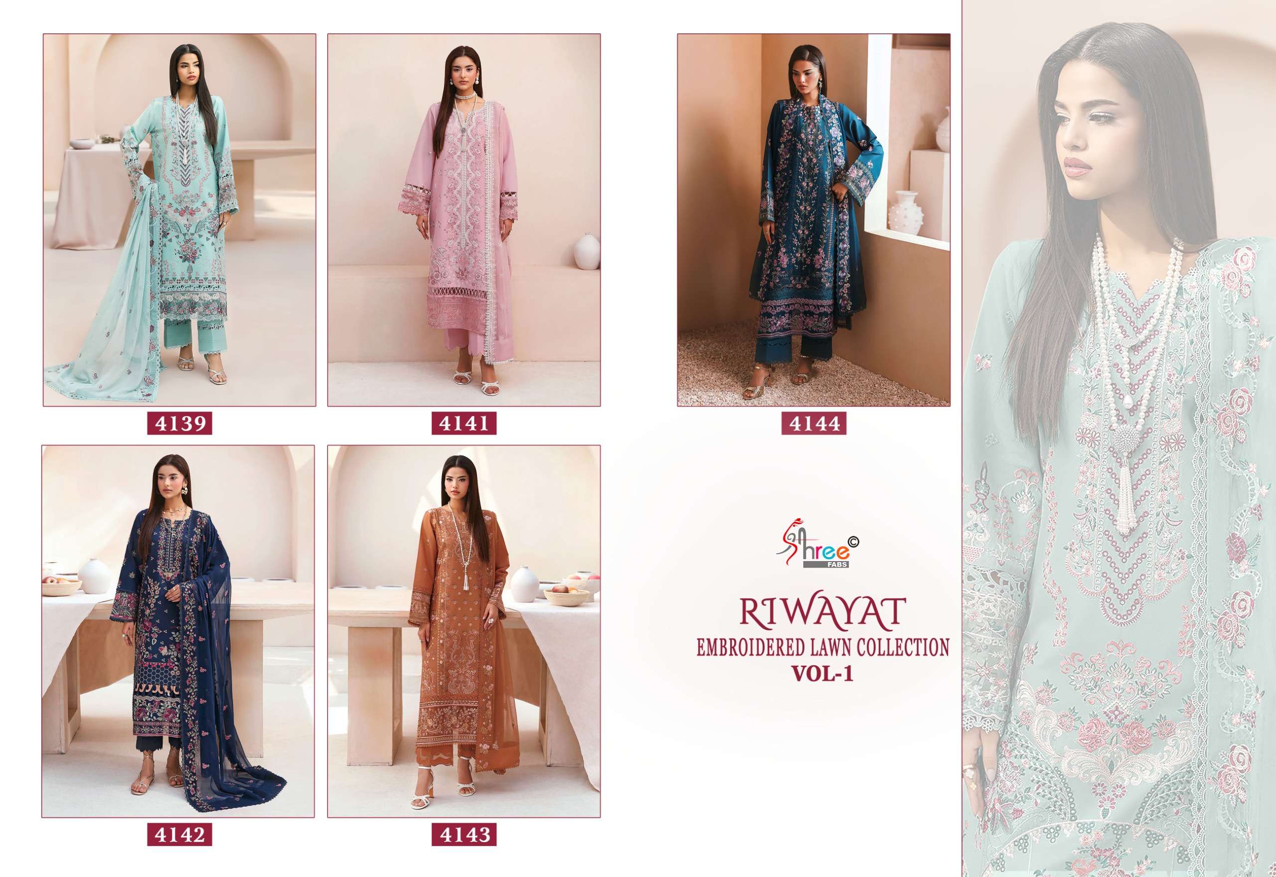 RIWAYAT EMBROIDERED LAWN COLLECTION VOL - 01 BY SHREE FABS - 01 - 05 B