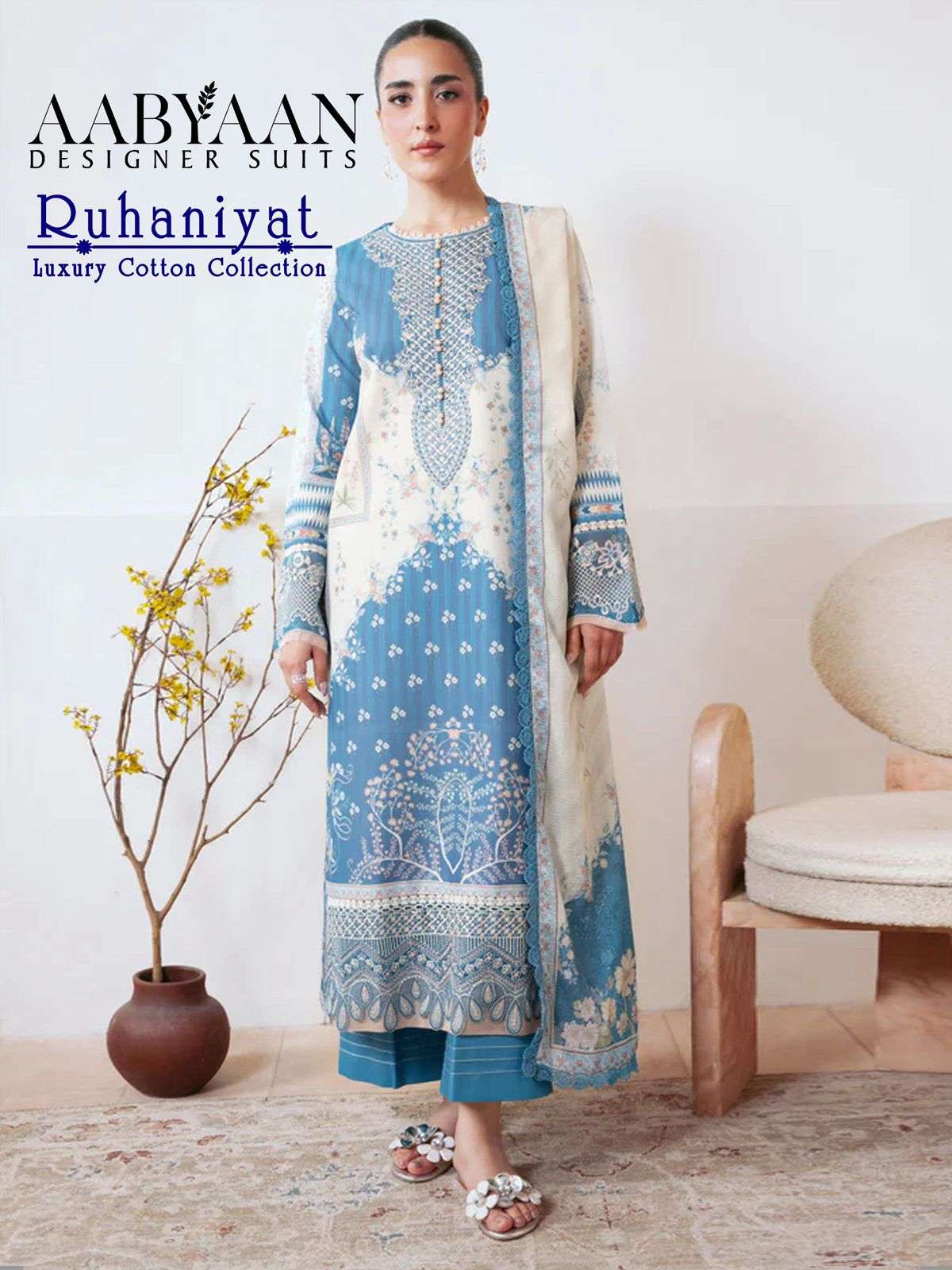 RUHANIYAT KARACHI STYLE VOL - 11 BY AABYAAN DESIGNER SUIT - 01