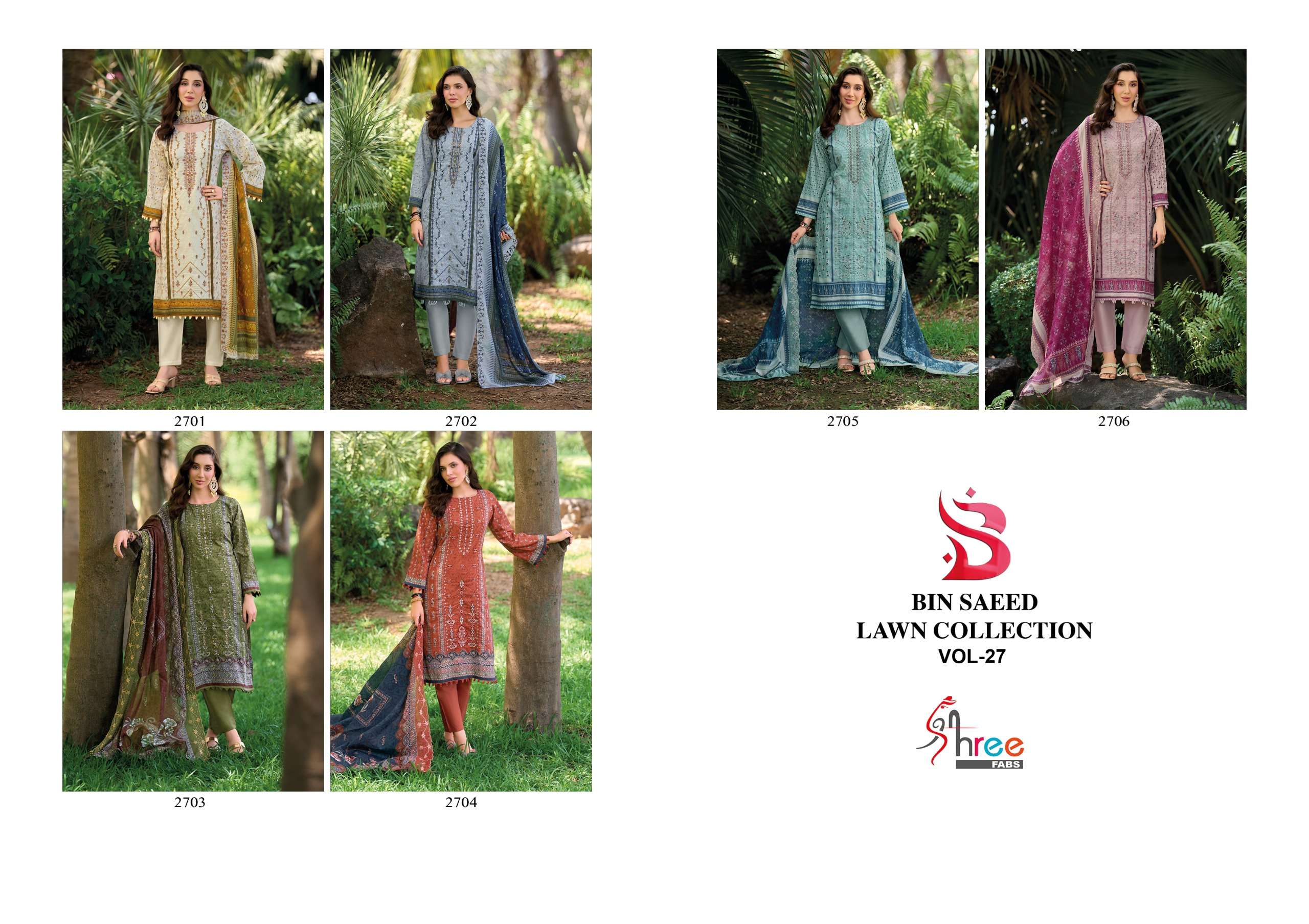 BIN SAEED LAWN COLLECTION VOL -27 SHREE FABS - 01 - 06