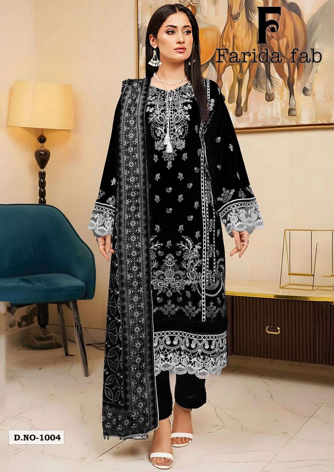 BLACK & WHITE HEAVY COTTON LUXURY COLLECTION BY FARIDA FAB - 04