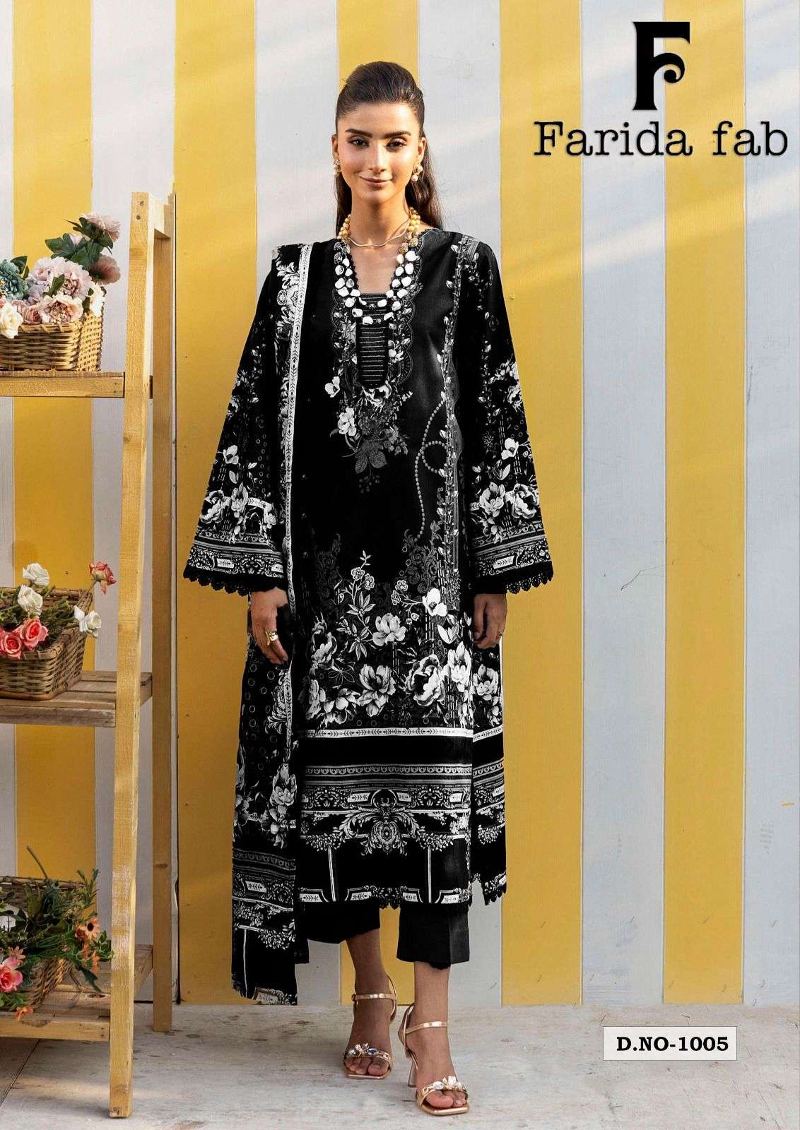 BLACK & WHITE HEAVY COTTON LUXURY COLLECTION BY FARIDA FAB - 05