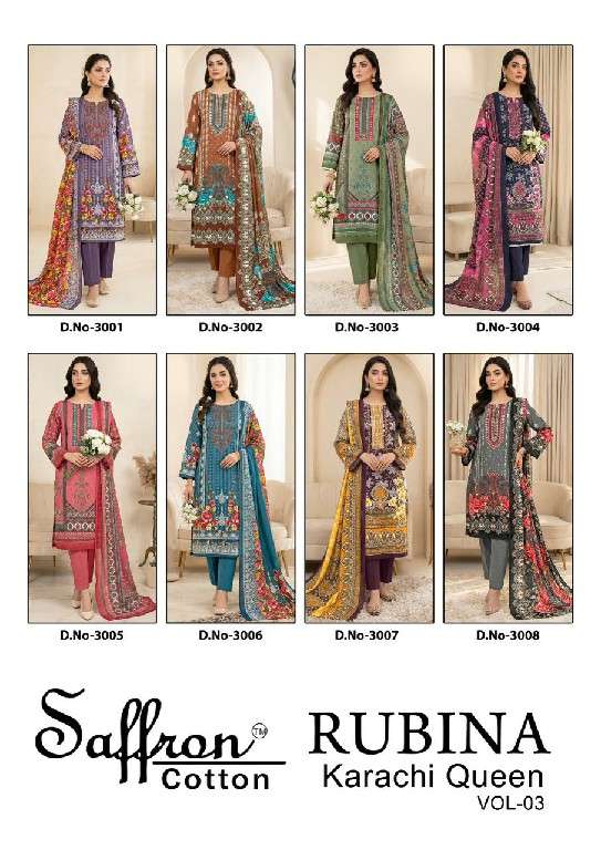 RUBINA KARACHI QUEEN VOL - 03 BY SAFFRON COTTON - 01 - 08