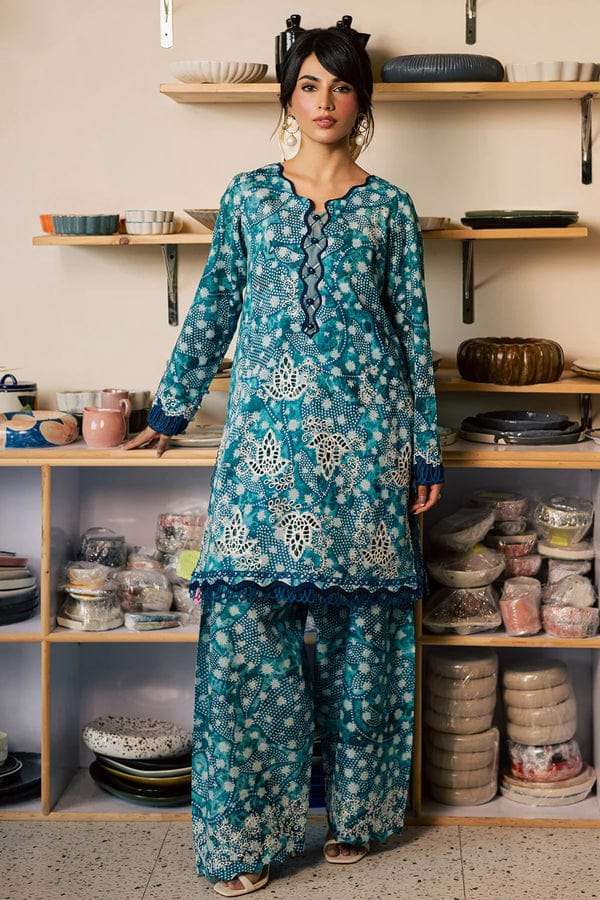BALLERINA PRINTED CHIKANKARI LAWN COLLECTION BY NUREH - 03