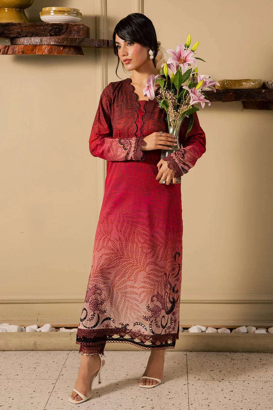 BALLERINA PRINTED CHIKANKARI LAWN COLLECTION BY NUREH - 07