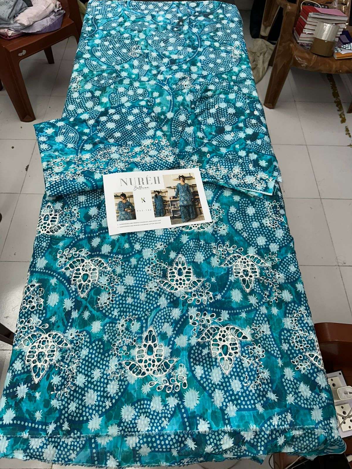 BALLERINA PRINTED CHIKANKARI LAWN COLLECTION BY NUREH-10