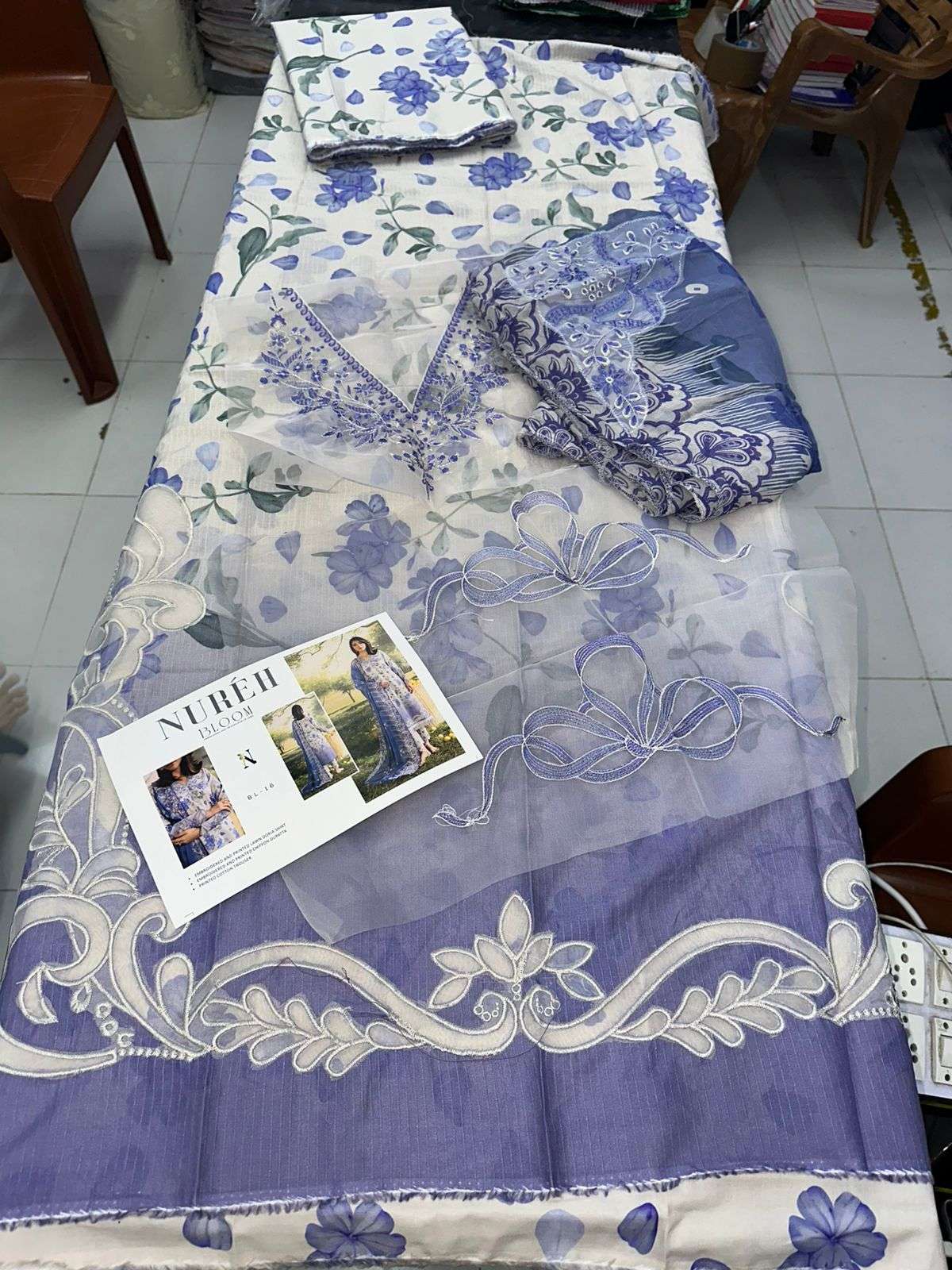 Bloom Embroidered Printed Doria Lawn 2026 by Nureh-08