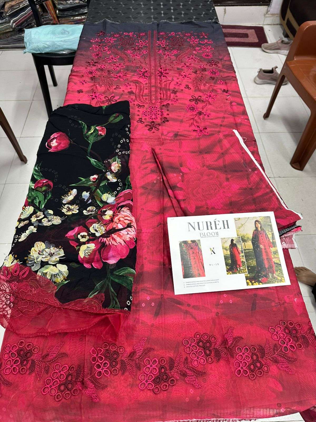 Bloom Embroidered Printed Doria Lawn 2026 by Nureh-09